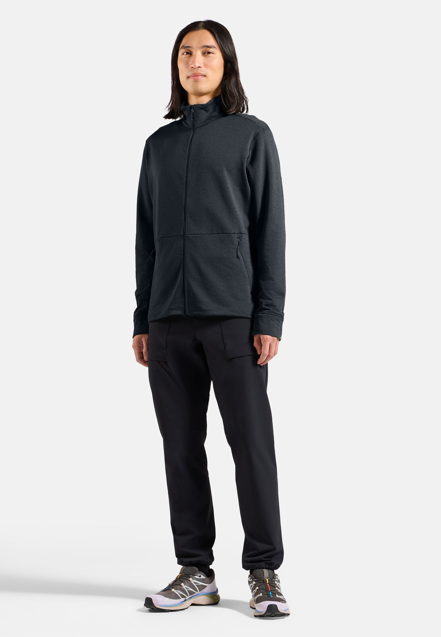 Mid layer multisport Essentials in pile con lavorazione a reticolo a zip intera