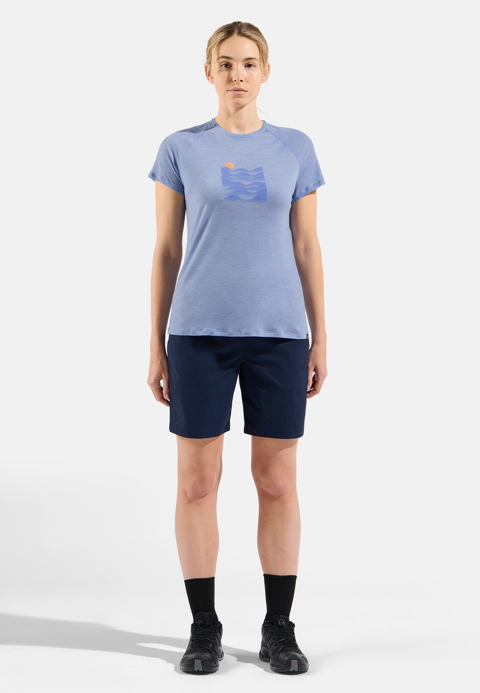 Ascent Performance Wool 130 T-Shirt mit Sonnenuntergangsmotiv