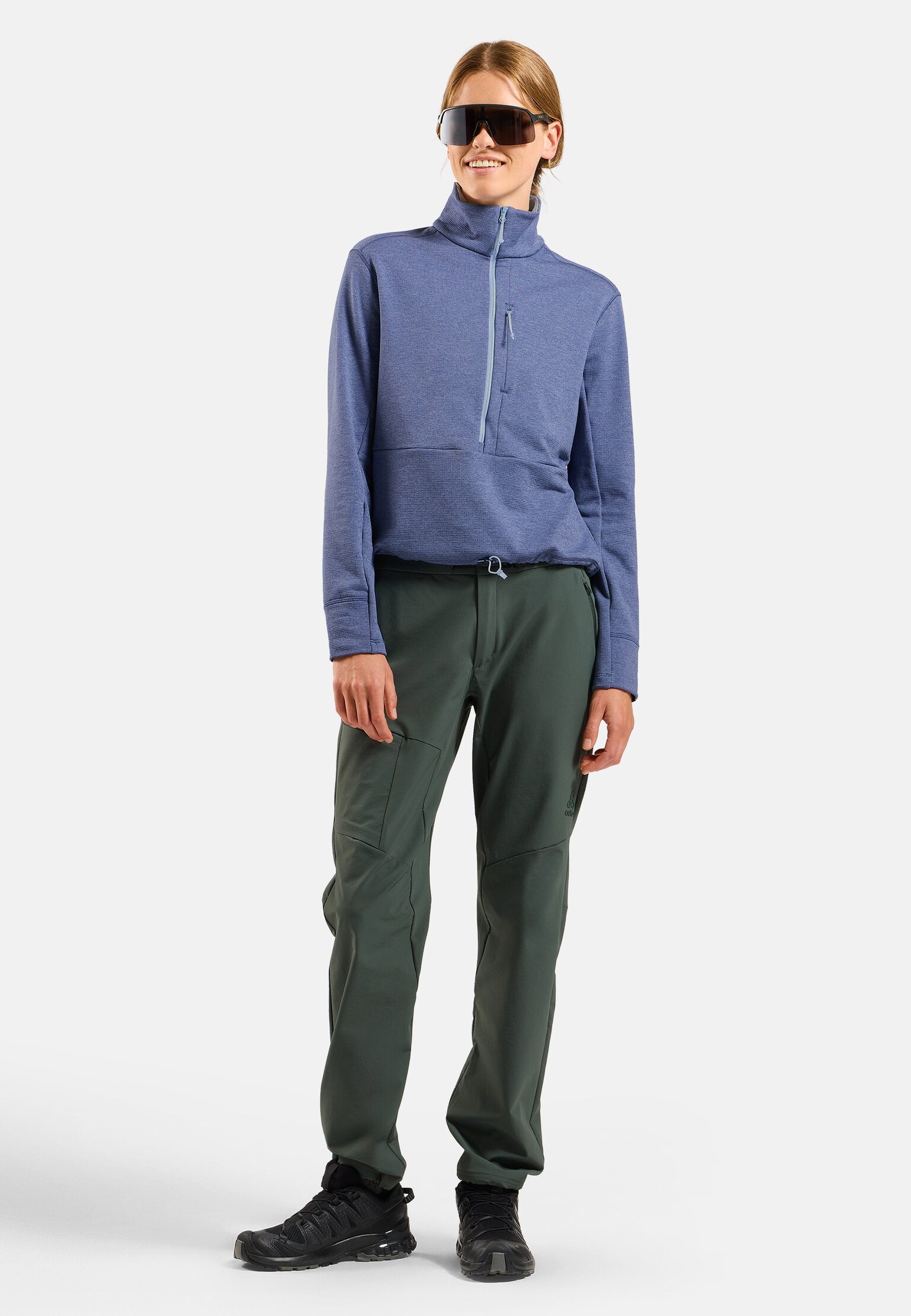 Mid layer multisport Essentials in pile con lavorazione a reticolo a mezza zip