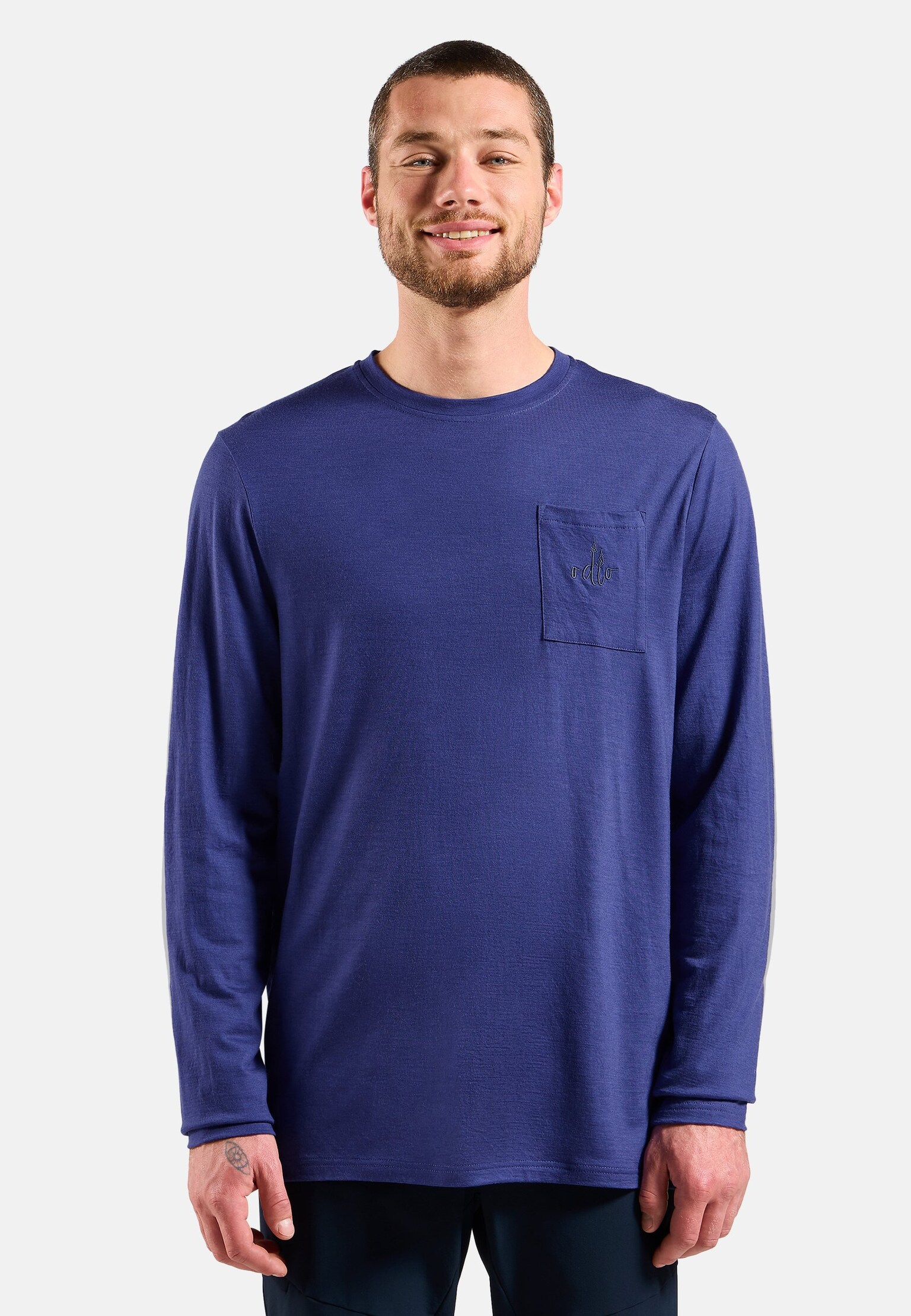 T-shirt a maniche lunghe con taschino Ascent merino 200