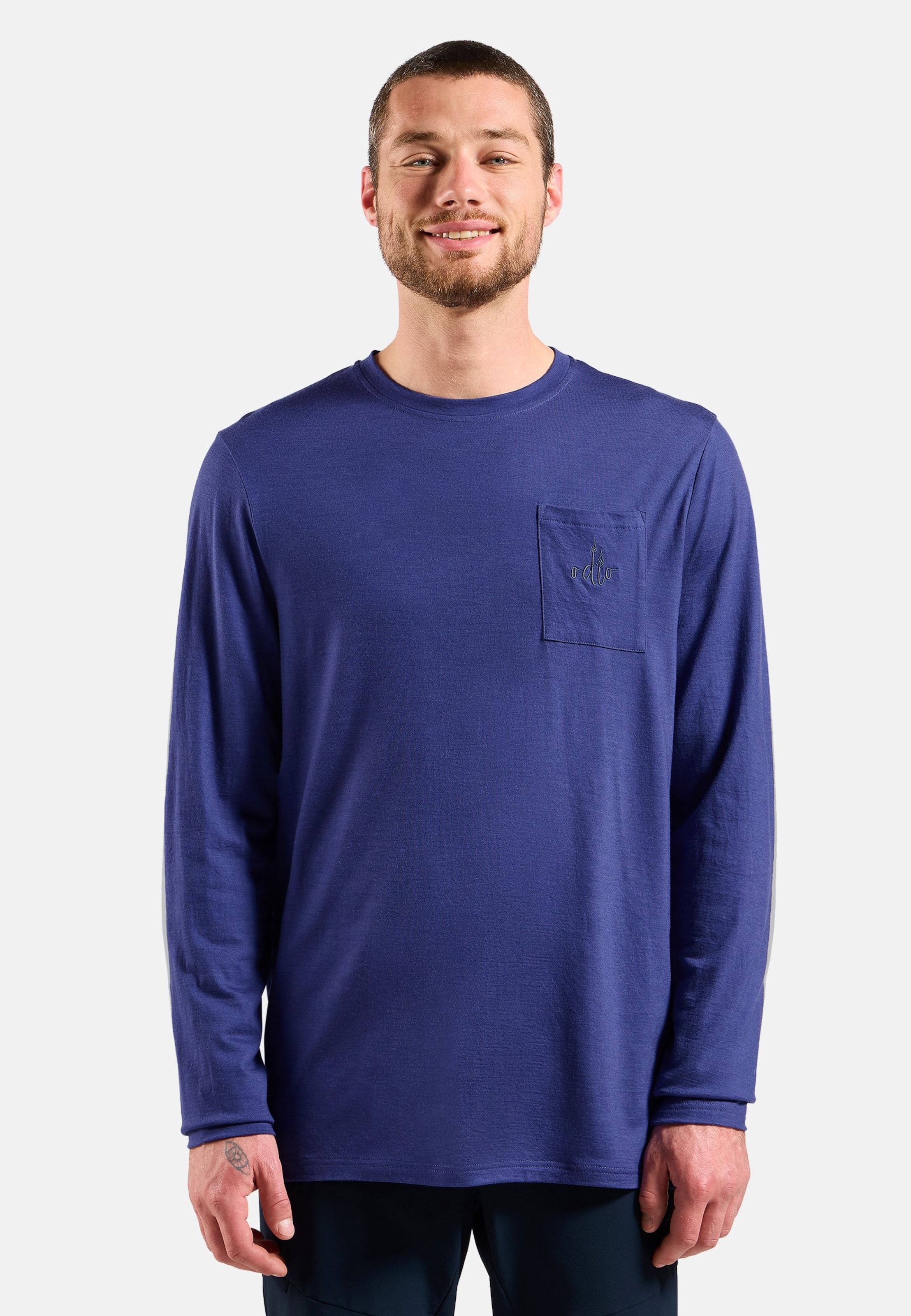 Odlo Ascent Merino 200 Langarmshirt mit Brusttasche für Herren, M, lila