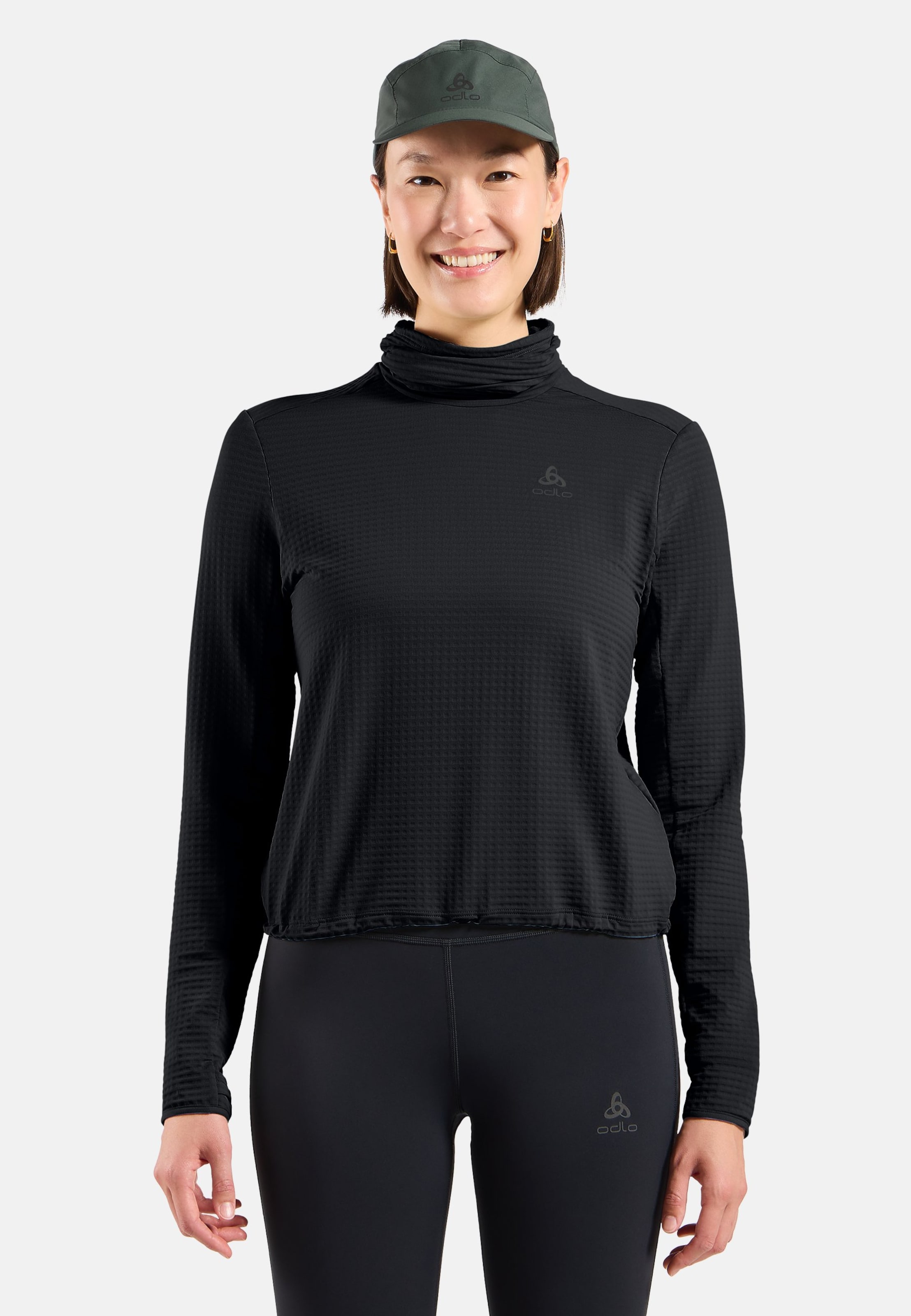 Odlo Essentials Thermal Laufshirt mit Rollkragen für Damen, L, schwarz