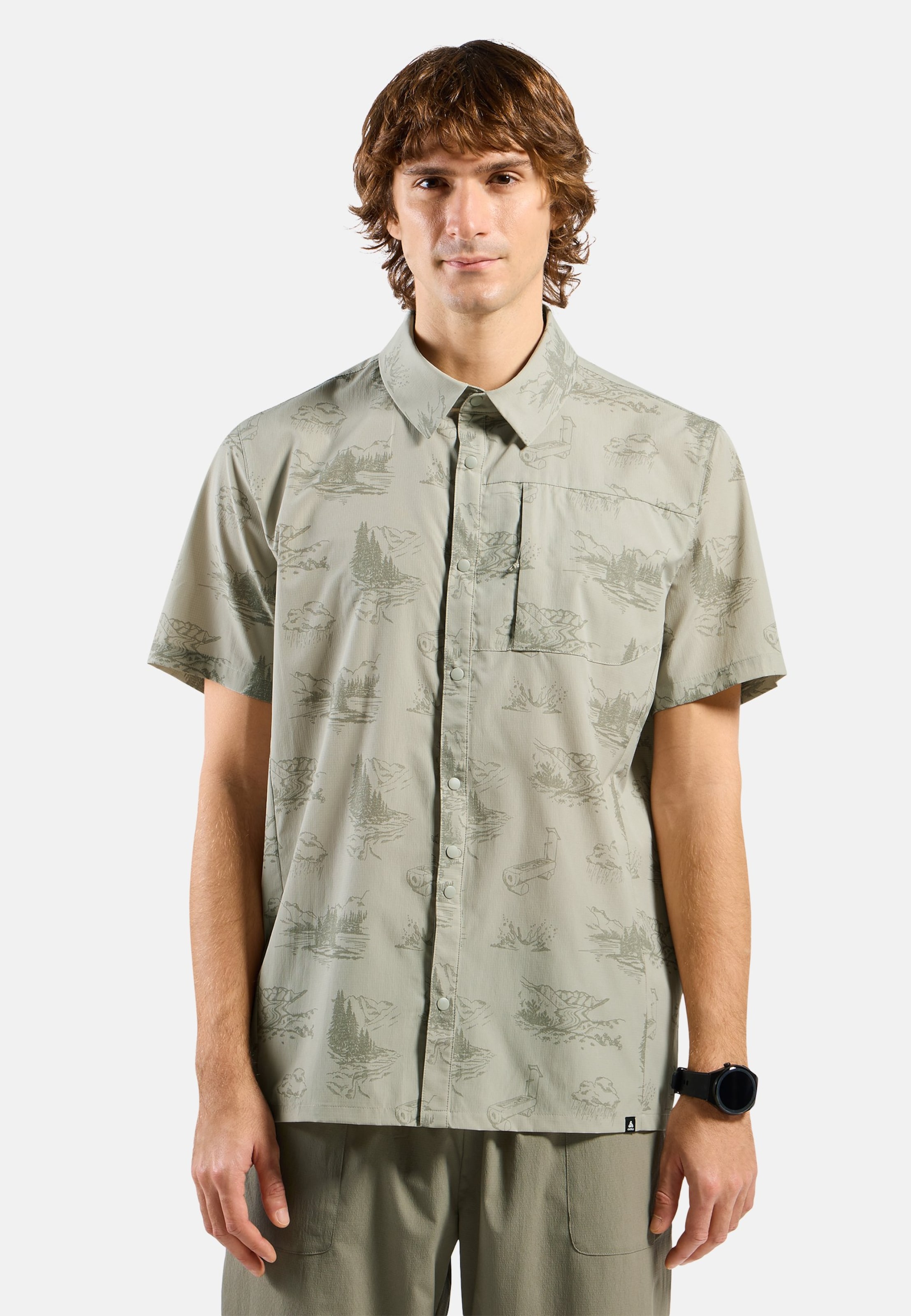 Odlo Essentials Kurzarm-Wanderhemd mit Print für Herren, XXL, beige