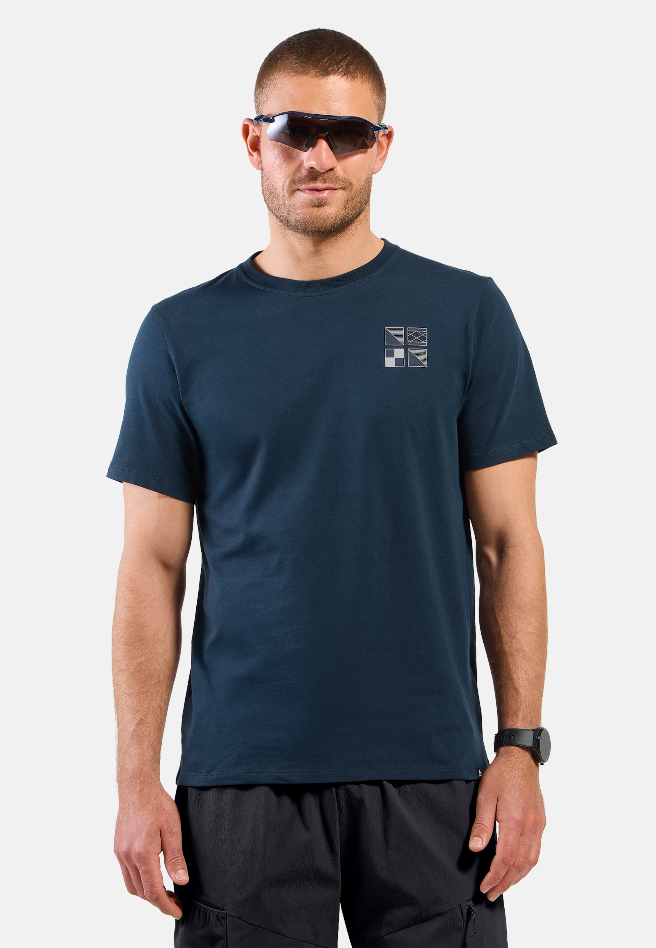 Odlo Cotton Blend Odlo Flags T-Shirt für Herren - Wandern, Casual Comfort - marineblau, L