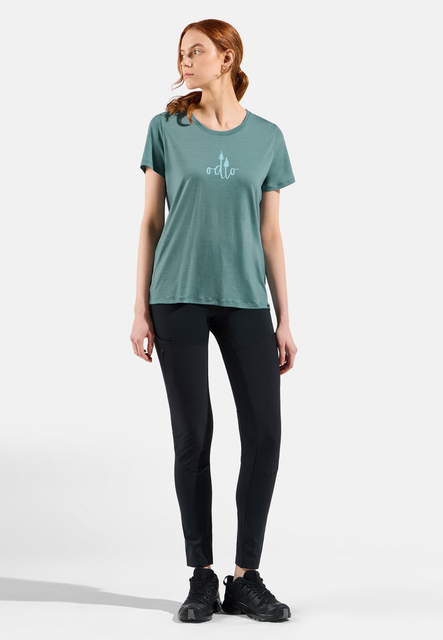 T-shirt Ascent merino 160 con stampa alberi e logo