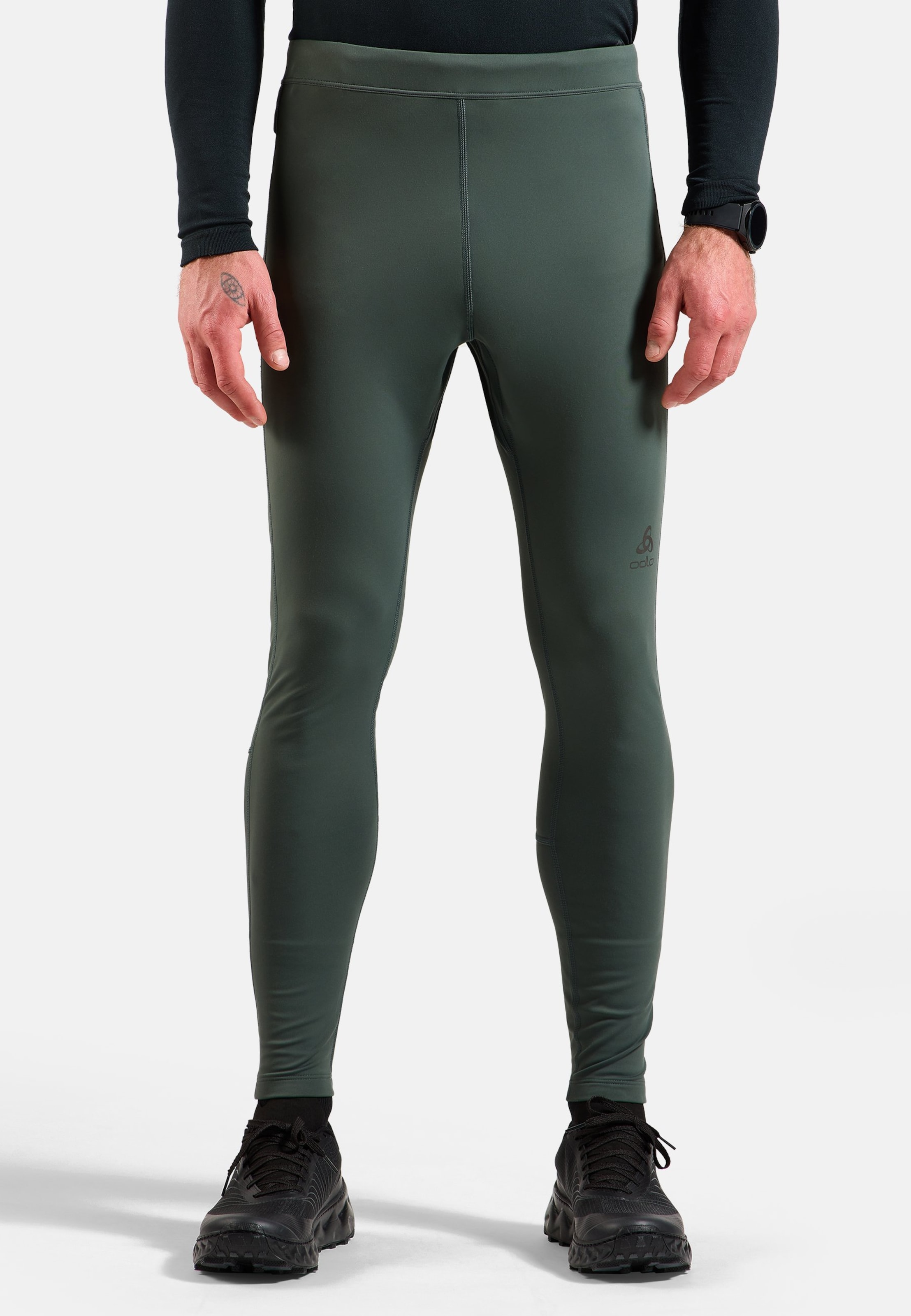 Odlo Essential Warm Lauftights für Herren - Running - grün, XXL