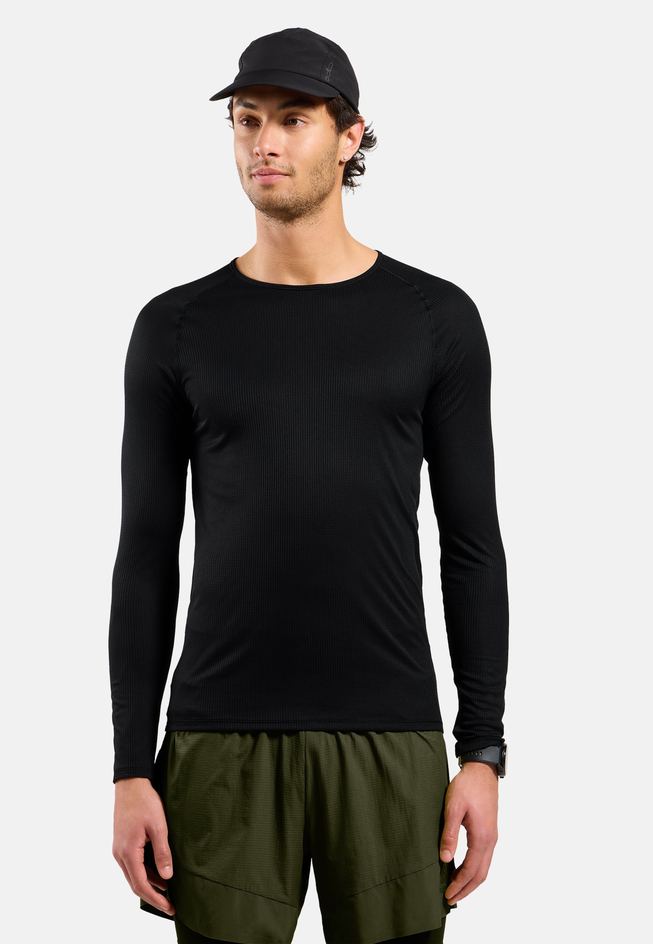 Odlo Langärmeliger Active Light Base Layer mit Rundhalsausschnitt für Herren, S, schwarz