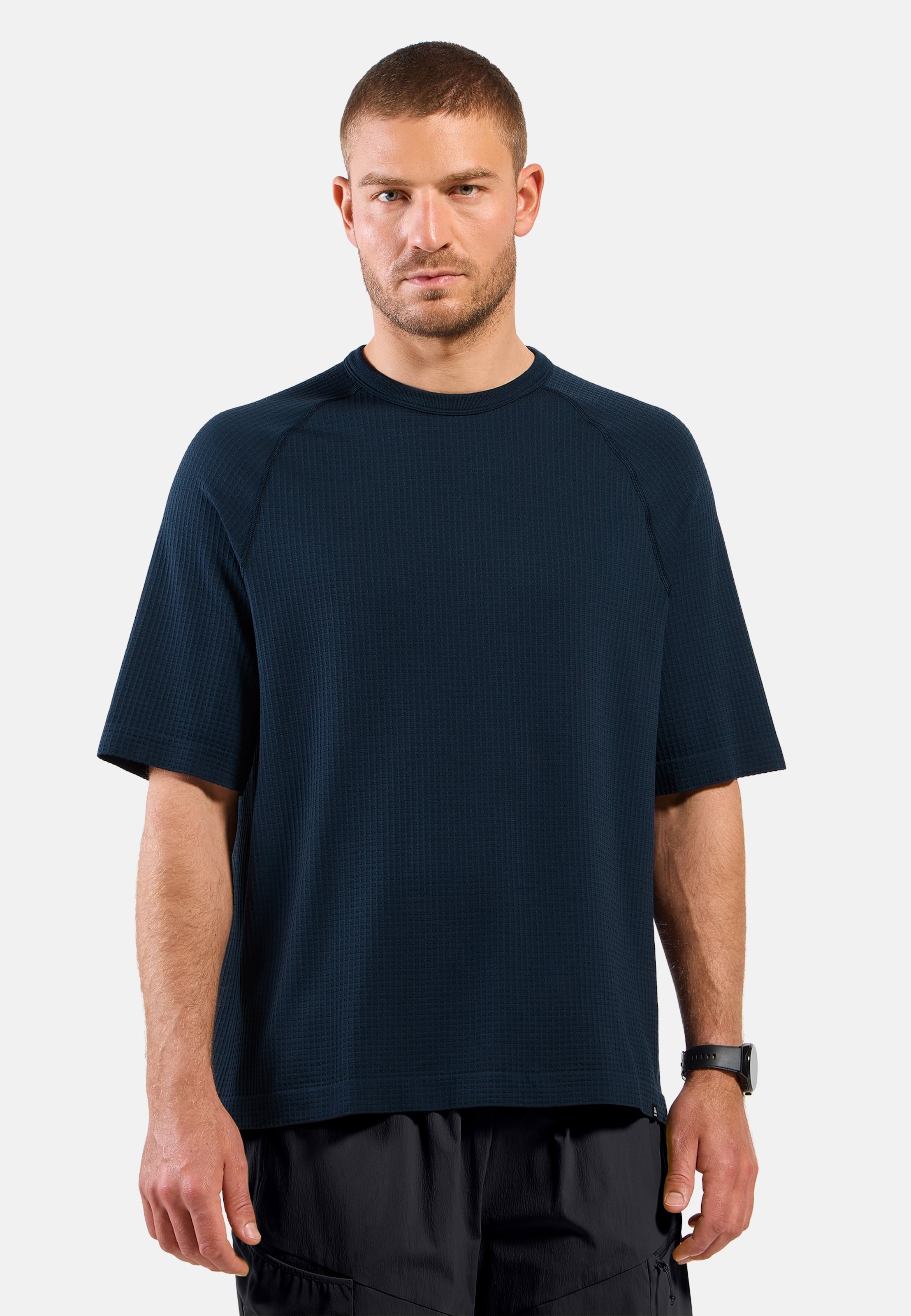 Odlo Cubic Merino T-Shirt für Herren - Wandern, Casual Comfort - marineblau, XL