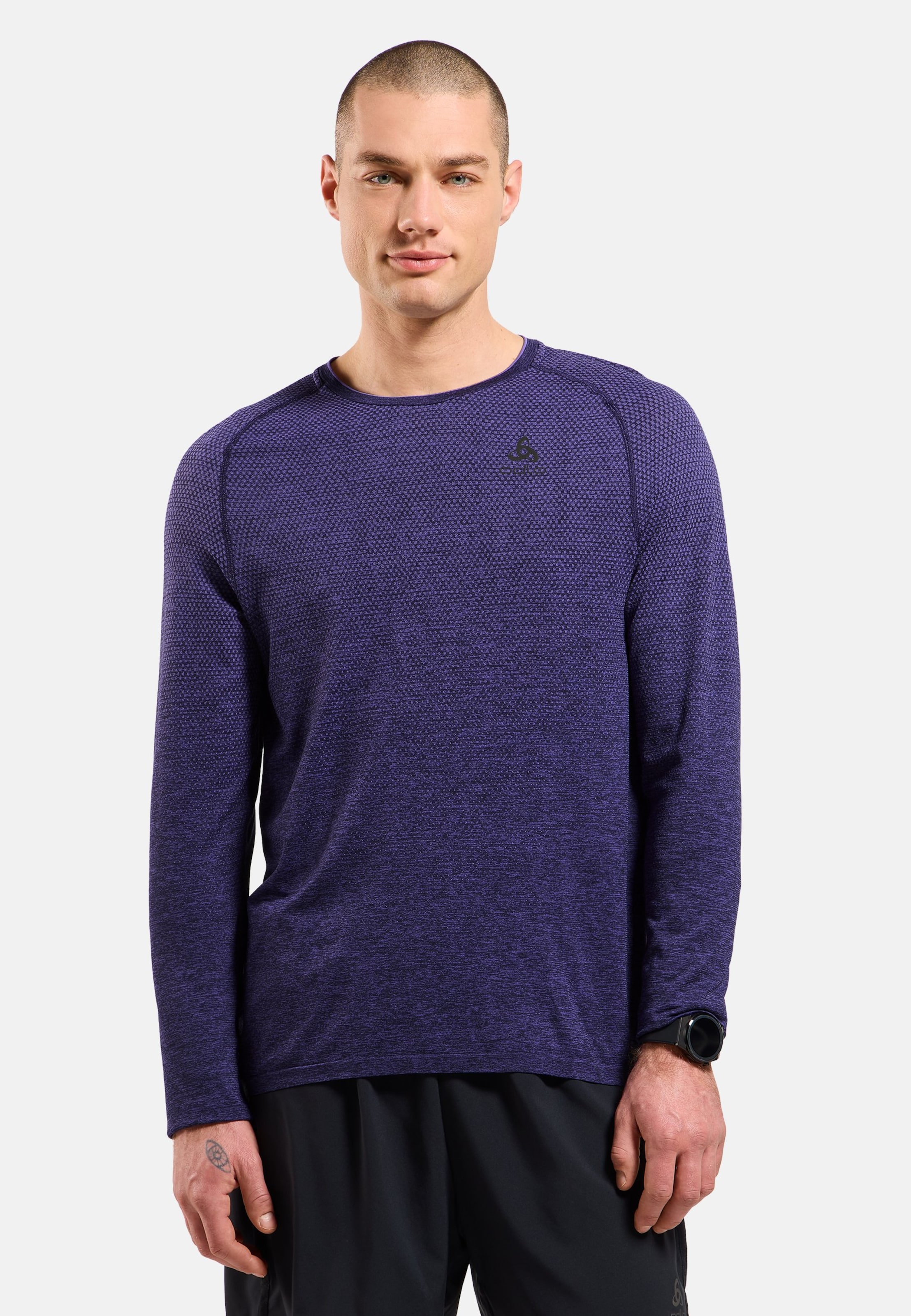 Odlo Essentials Seamless Langarm-Laufshirt für Herren, S, blau