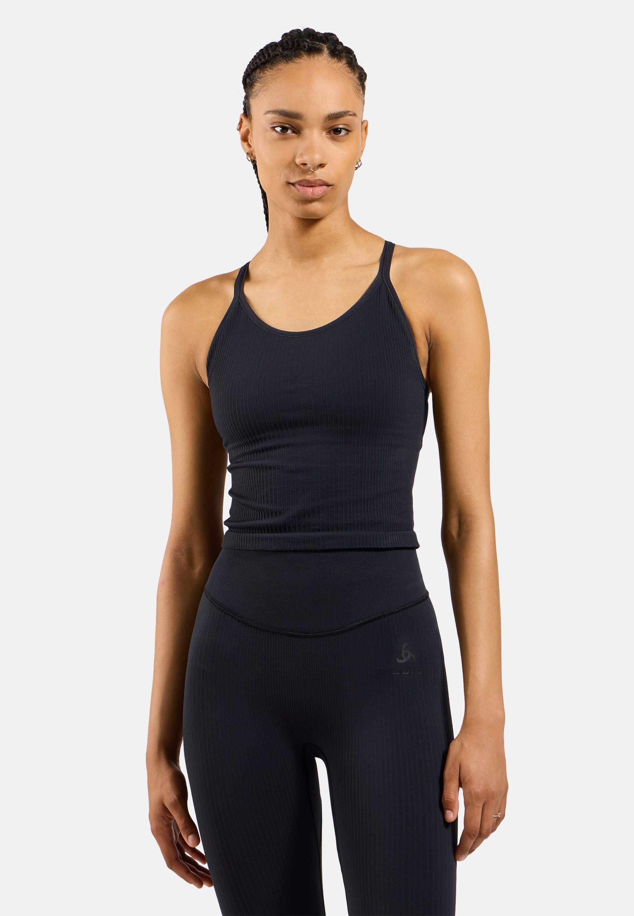 Odlo Active 365 2-in-1 Crop-Top für Damen, XS, schwarz