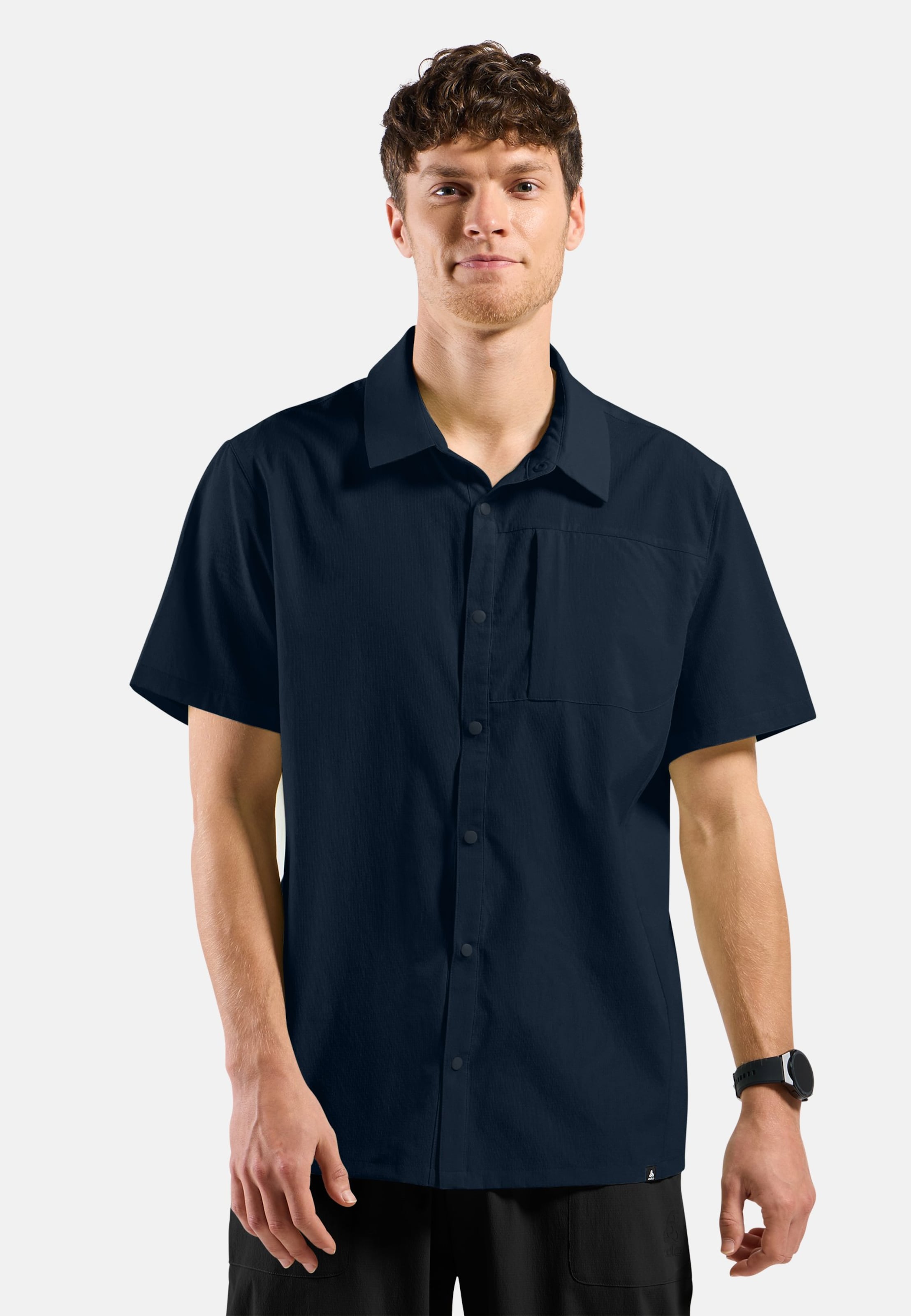 Odlo Essentials Kurzarm-Wanderhemd für Herren, L, blau