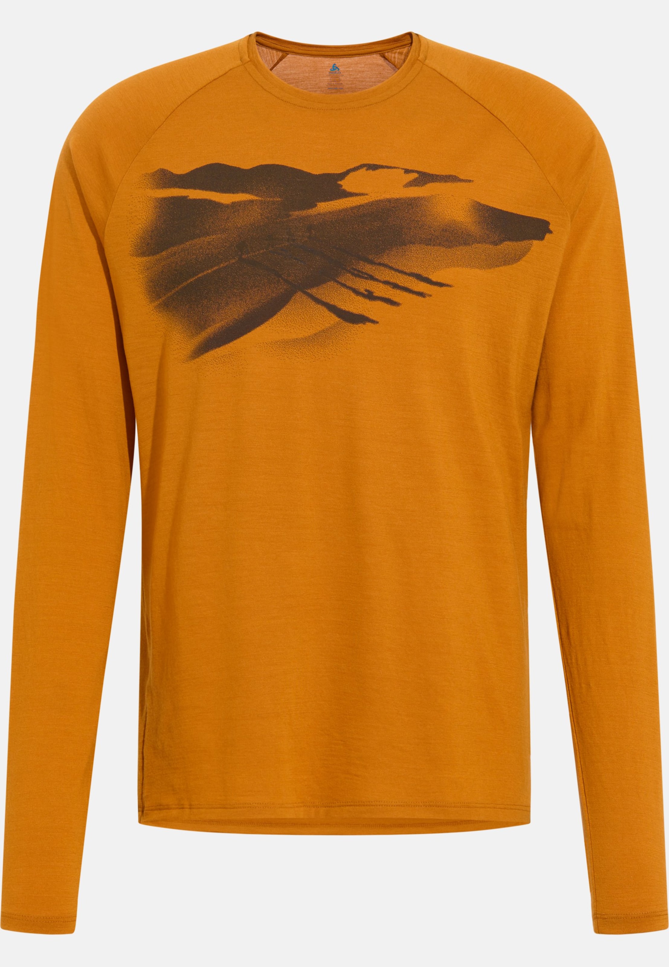 Odlo Ascent 365 Merino 200 Langarmshirt mit Spuren-Motiv für Herren, S, orange