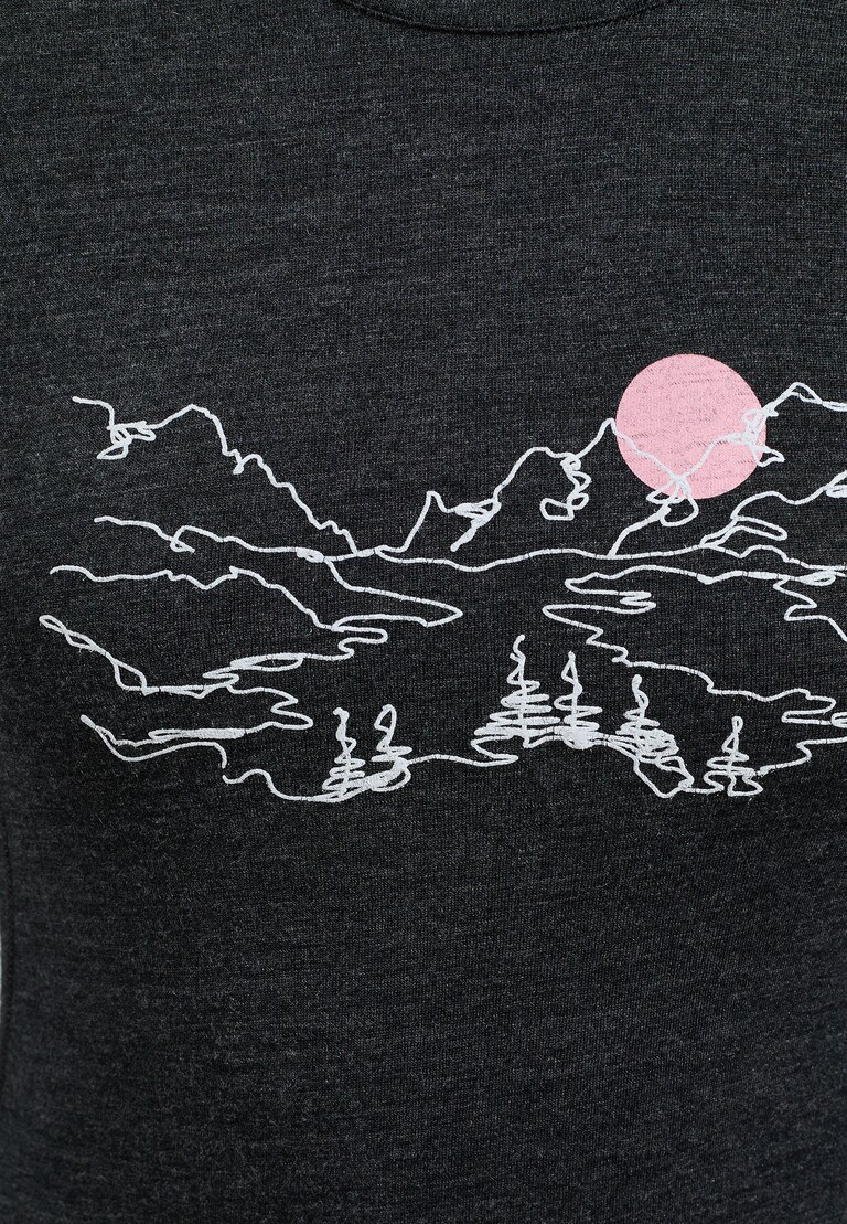 T-shirt à manches longues imprimé en laine mérinos 200 Warm