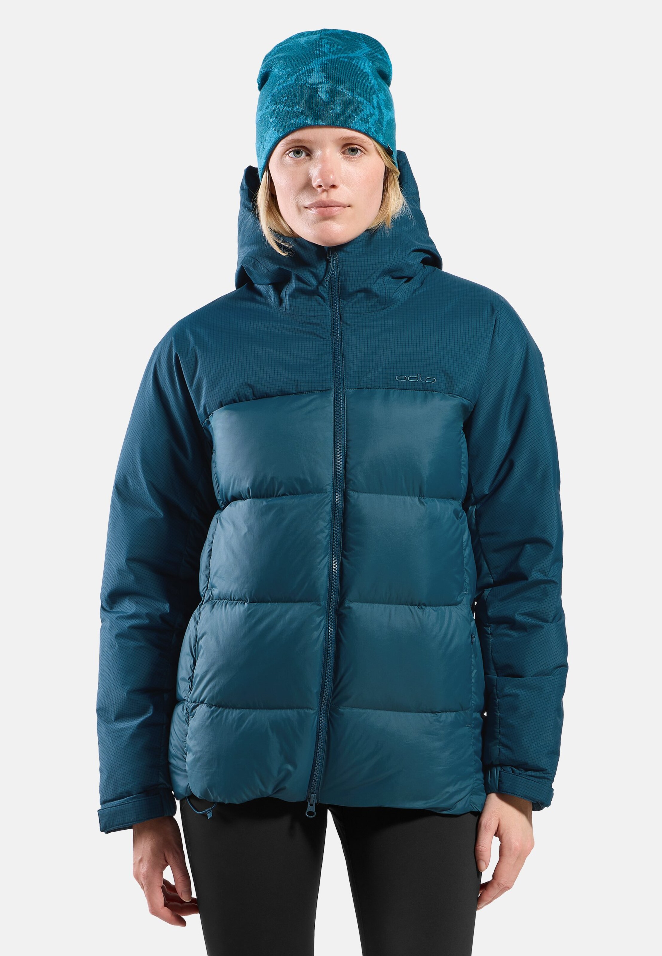 Odlo Down Hooded Isolationsjacke für Damen - Wandern, Casual Comfort - marineblau, M