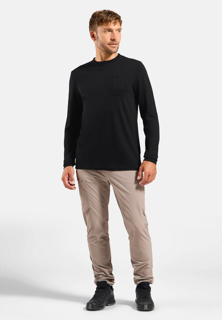 T-shirt a maniche lunghe con taschino Ascent merino 200