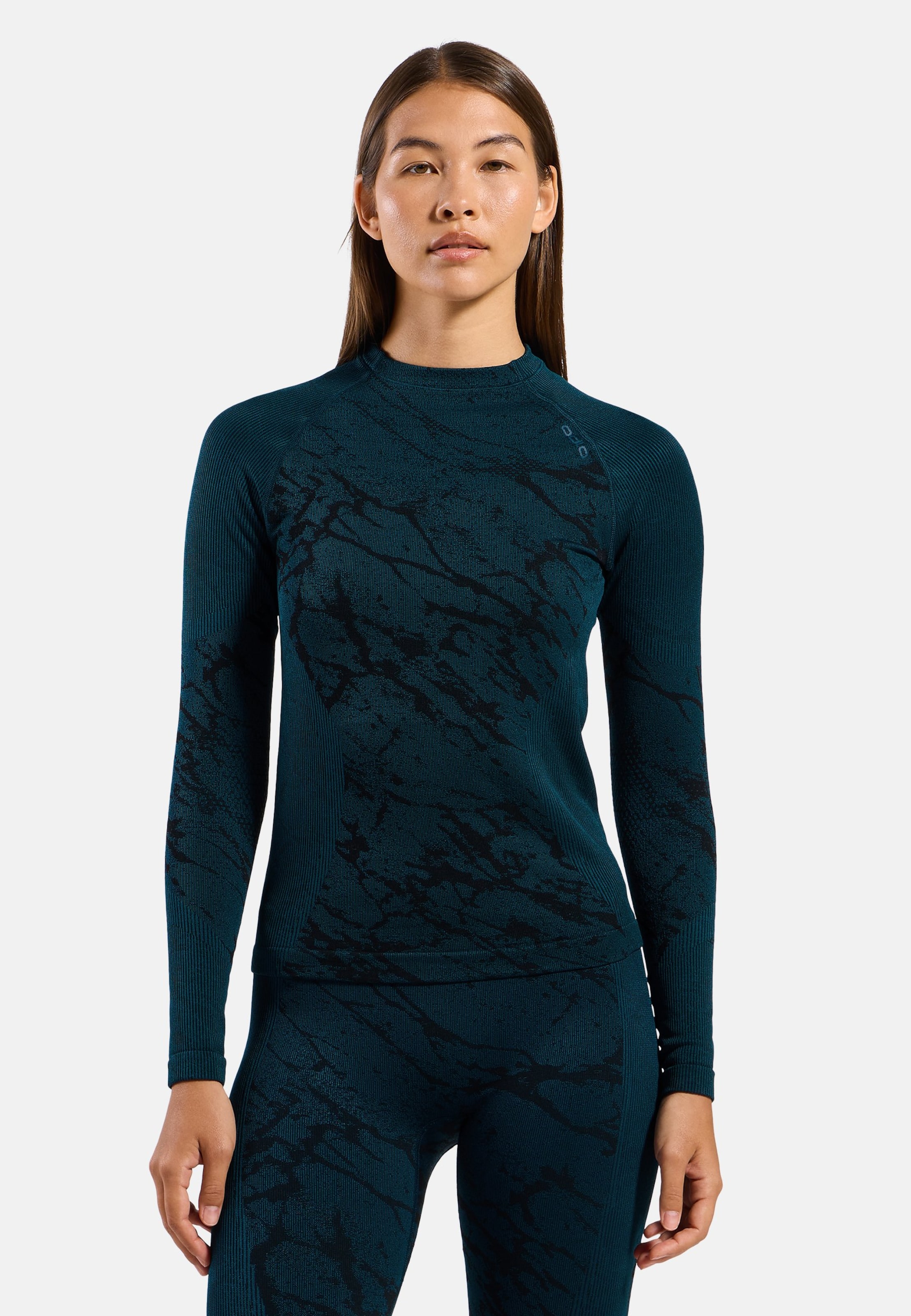 Odlo Performance Warm Blackcomb Base Layer Shirt für Damen - Trail Running, Skilanglauf - marineblau, S
