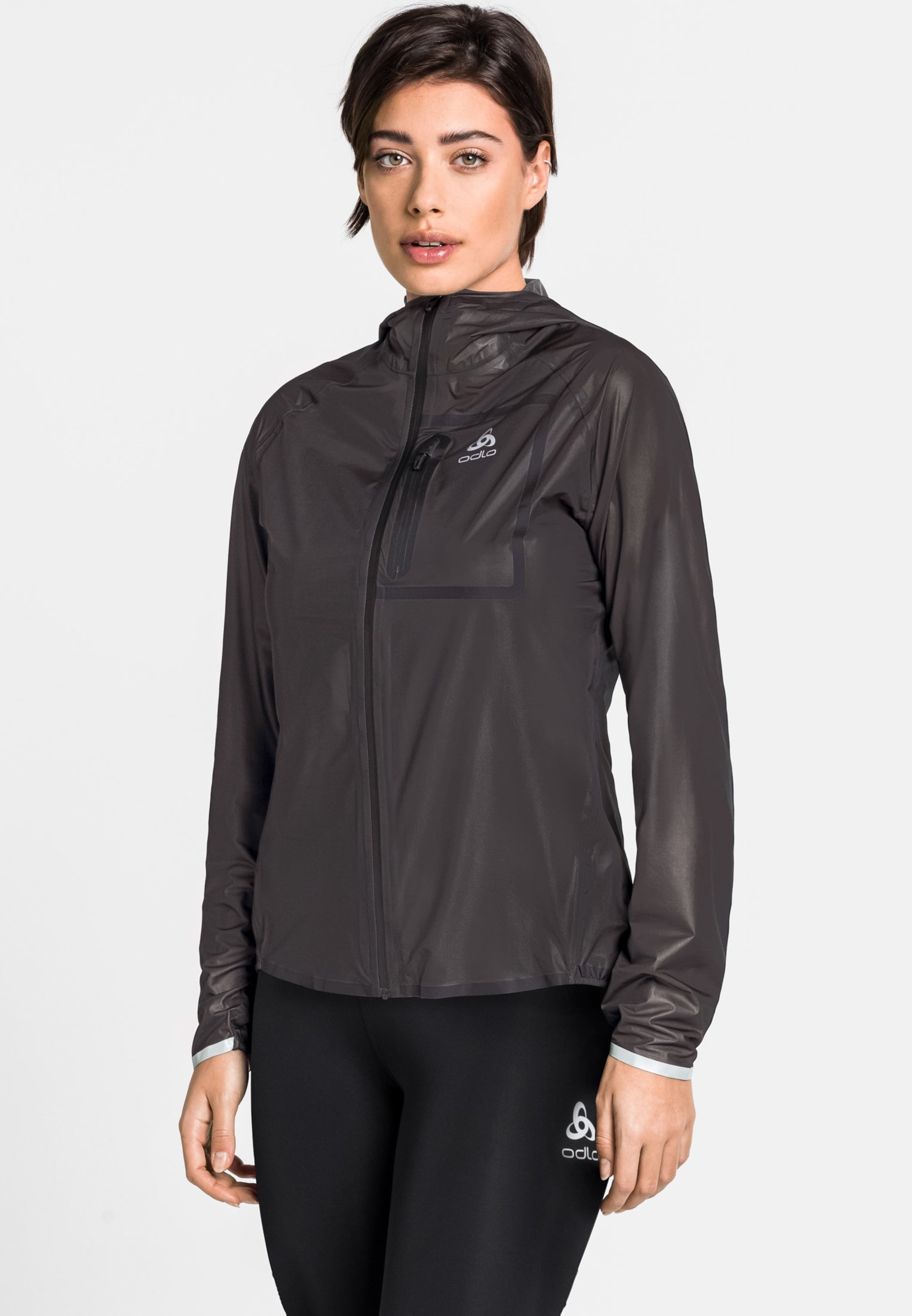 Odlo Wasserdichte Zeroweight Dual Dry Performance Knit Laufjacke für Damen, M, schwarz