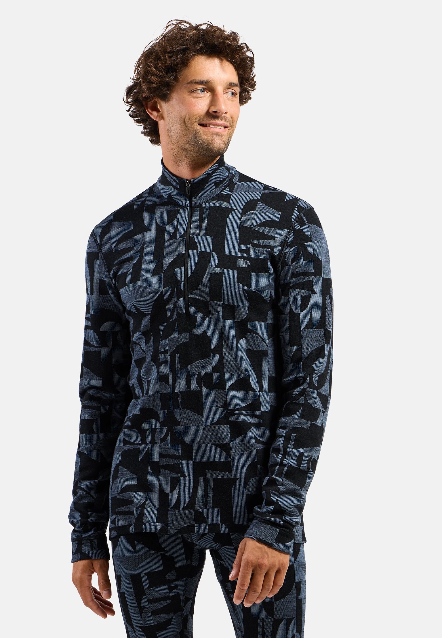 The Natural Merino Warm Jacquard Base Layer Half-Zip