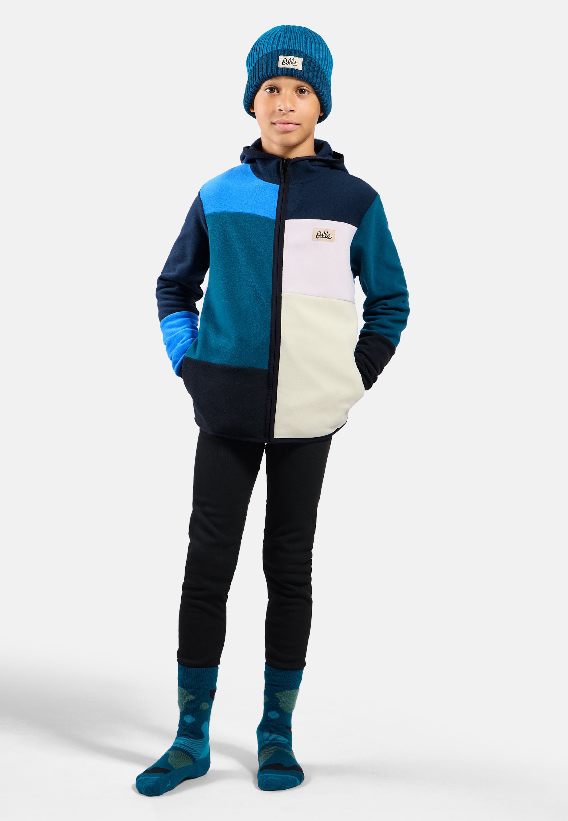 Odlo Classic Fleece Hoody Hoodie Full-Zip für Kinder - Wandern, Ski & Snow - marineblau, 128