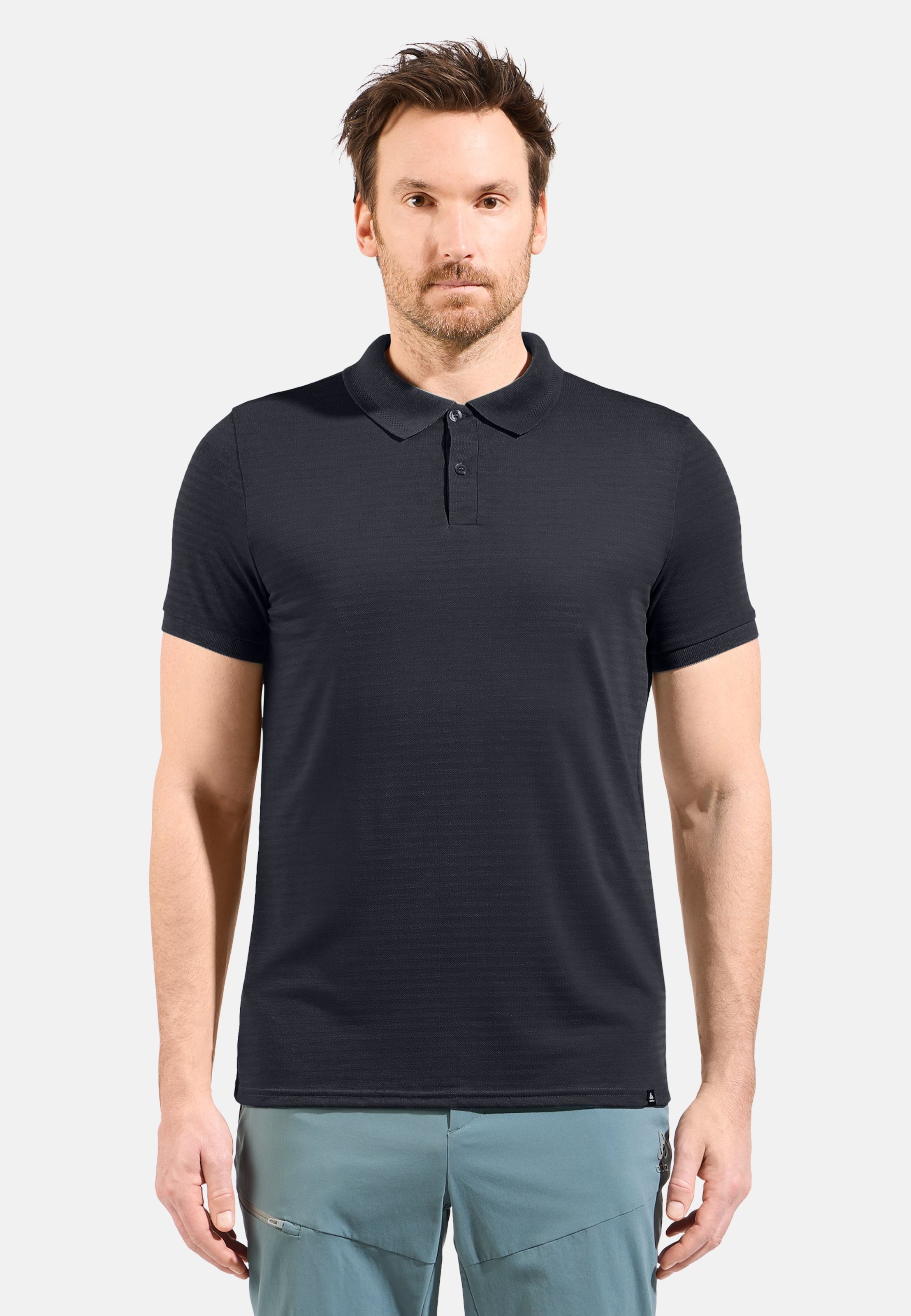 Odlo Ascent Poloshirt mit Naturfasern für Herren, S, schwarz
