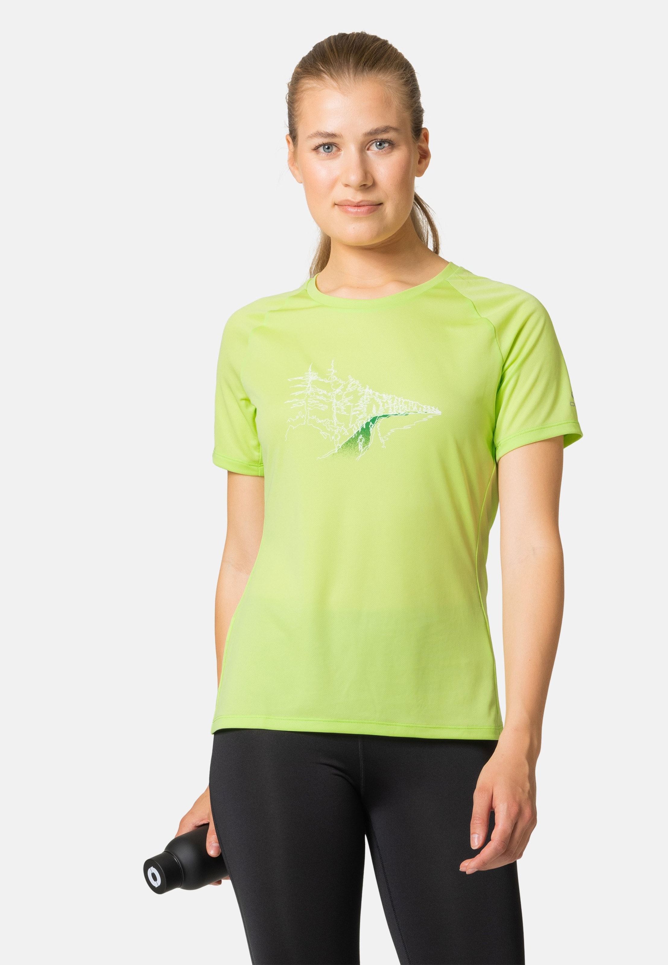 Odlo Essentials Laufshirt mit Print für Damen, XS, grün