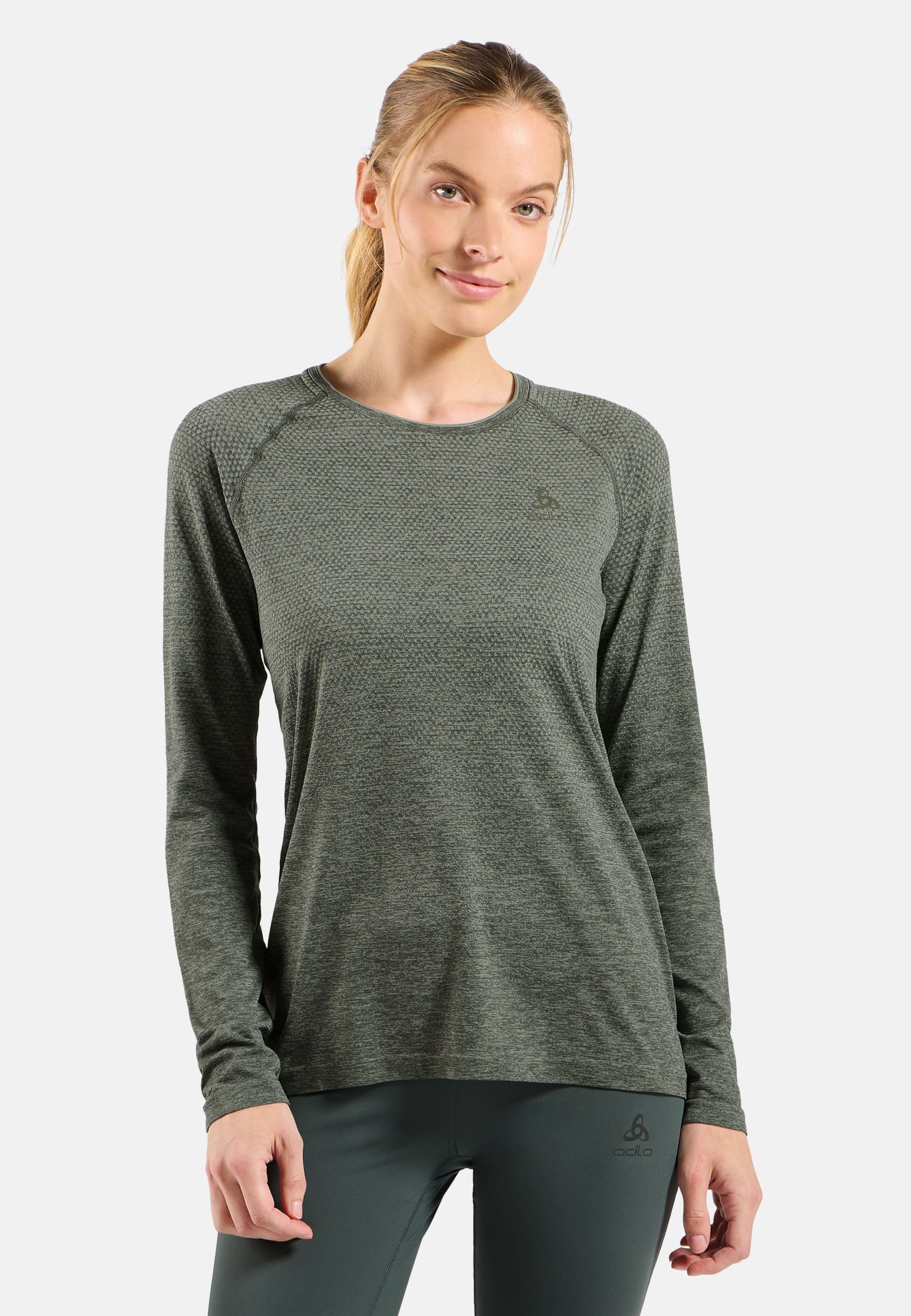 Odlo Essential Seamless Langarm-Laufshirt für Damen - Training, Running - grün, M