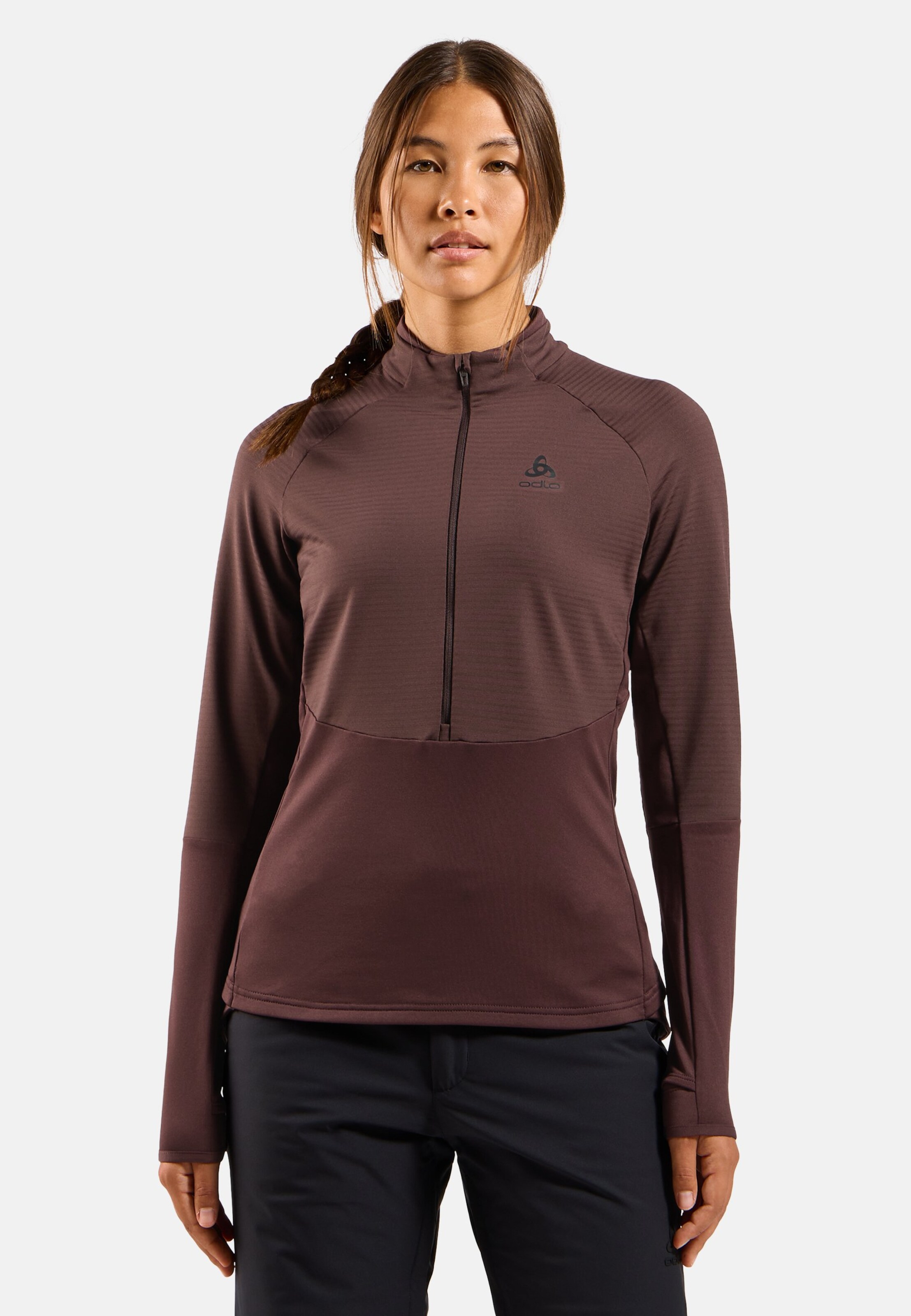 Odlo Descent Ceramiwarm Mid Layer mit Halbreissverschluss für Damen, XL, maron