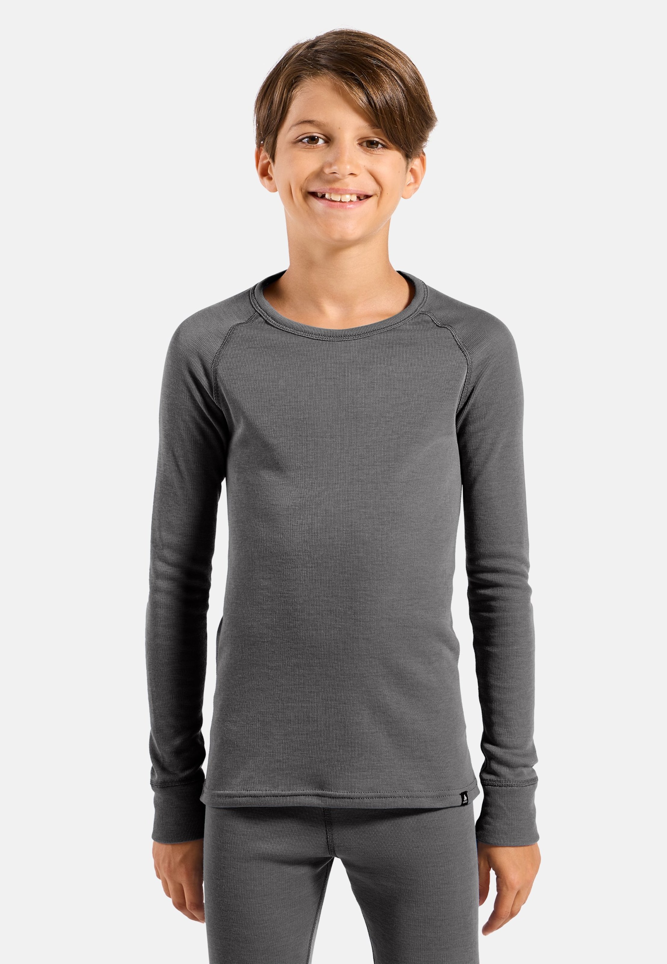 Odlo Active Warm Base-Layer-Shirt für Kinder, 104, grau
