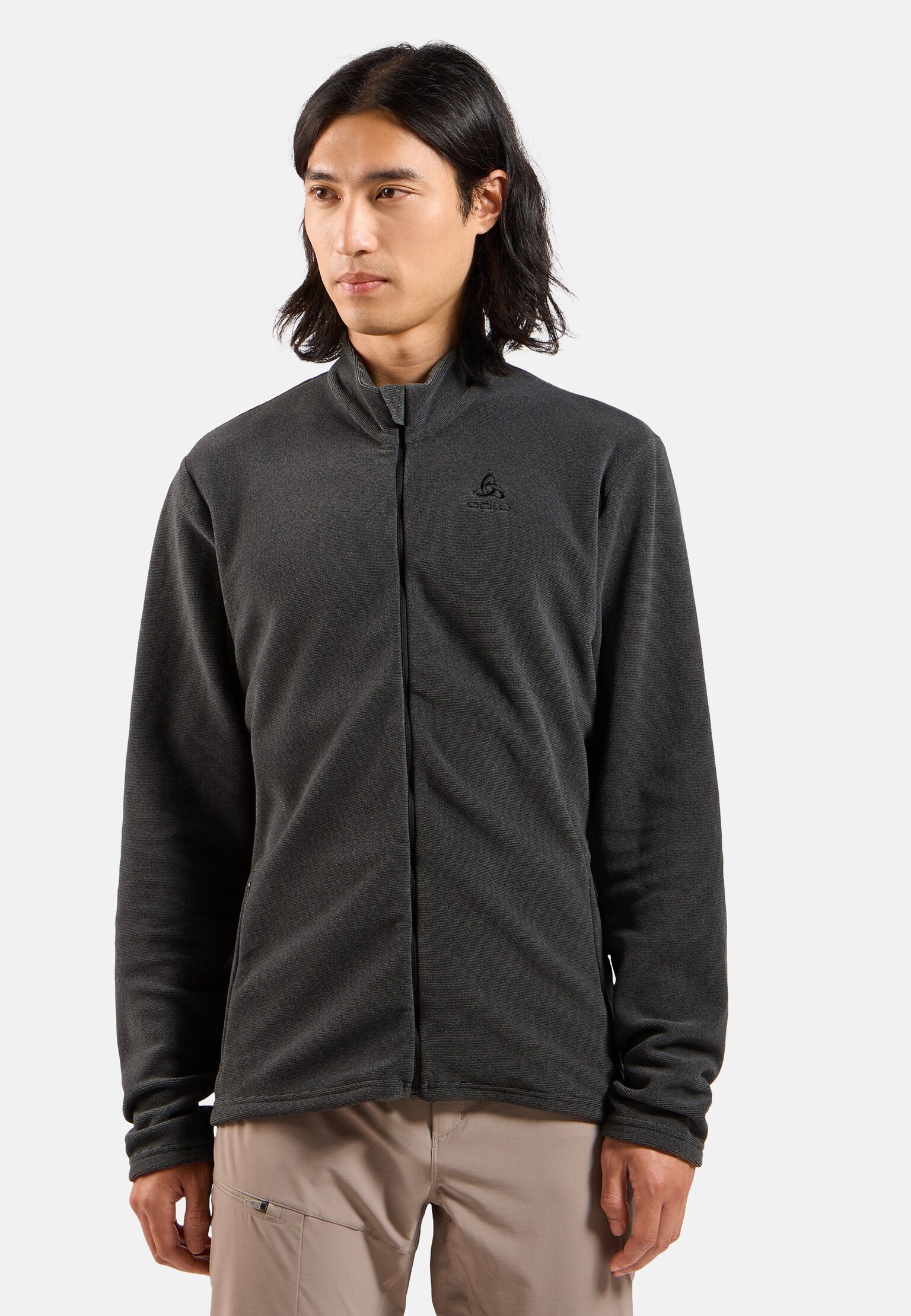 Roy Full-Zip Mid Layer in shale grey - black stripes | High