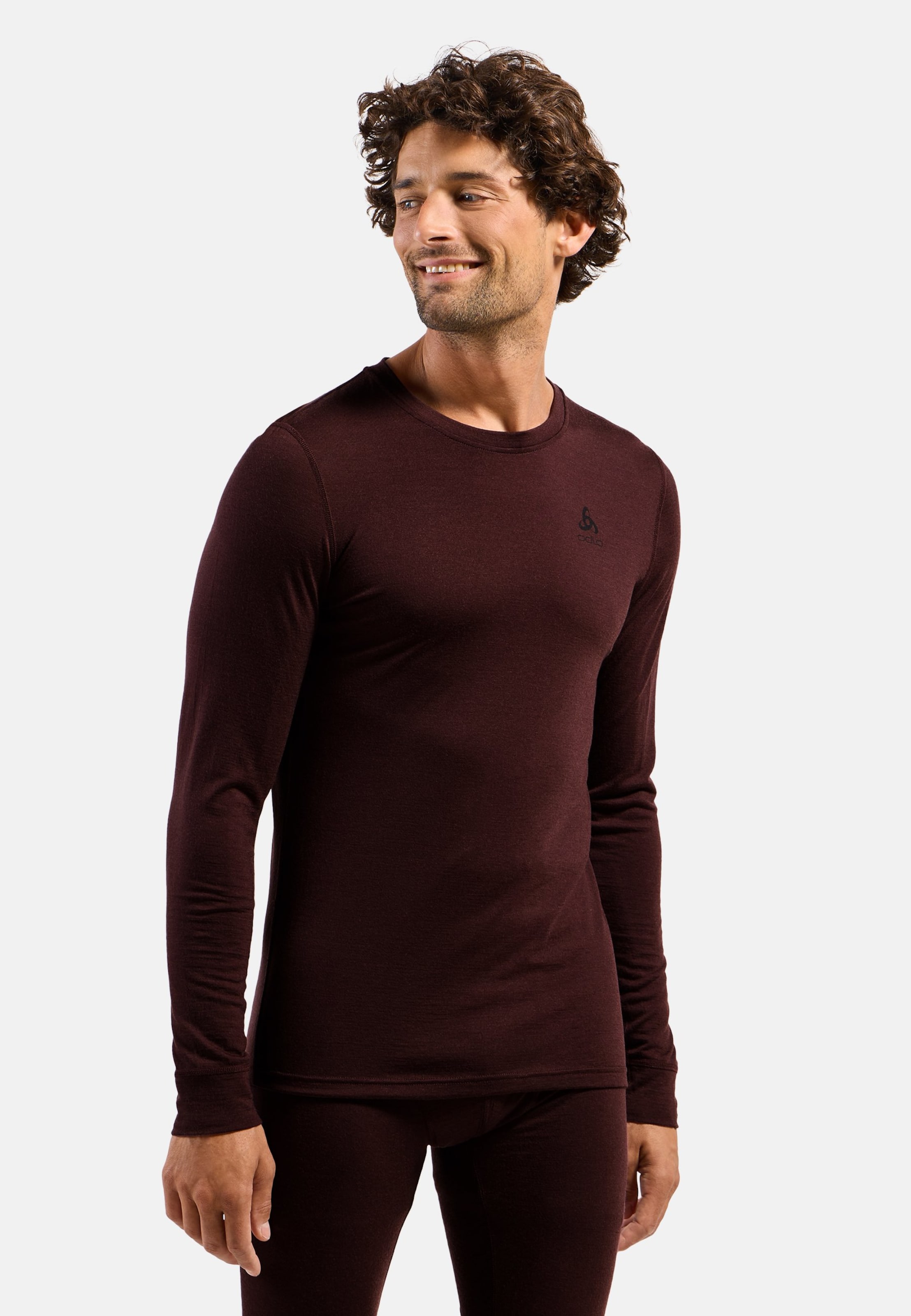 Odlo Natural Merino 200 Base Layer Langarmshirt für Herren, XXL, marone