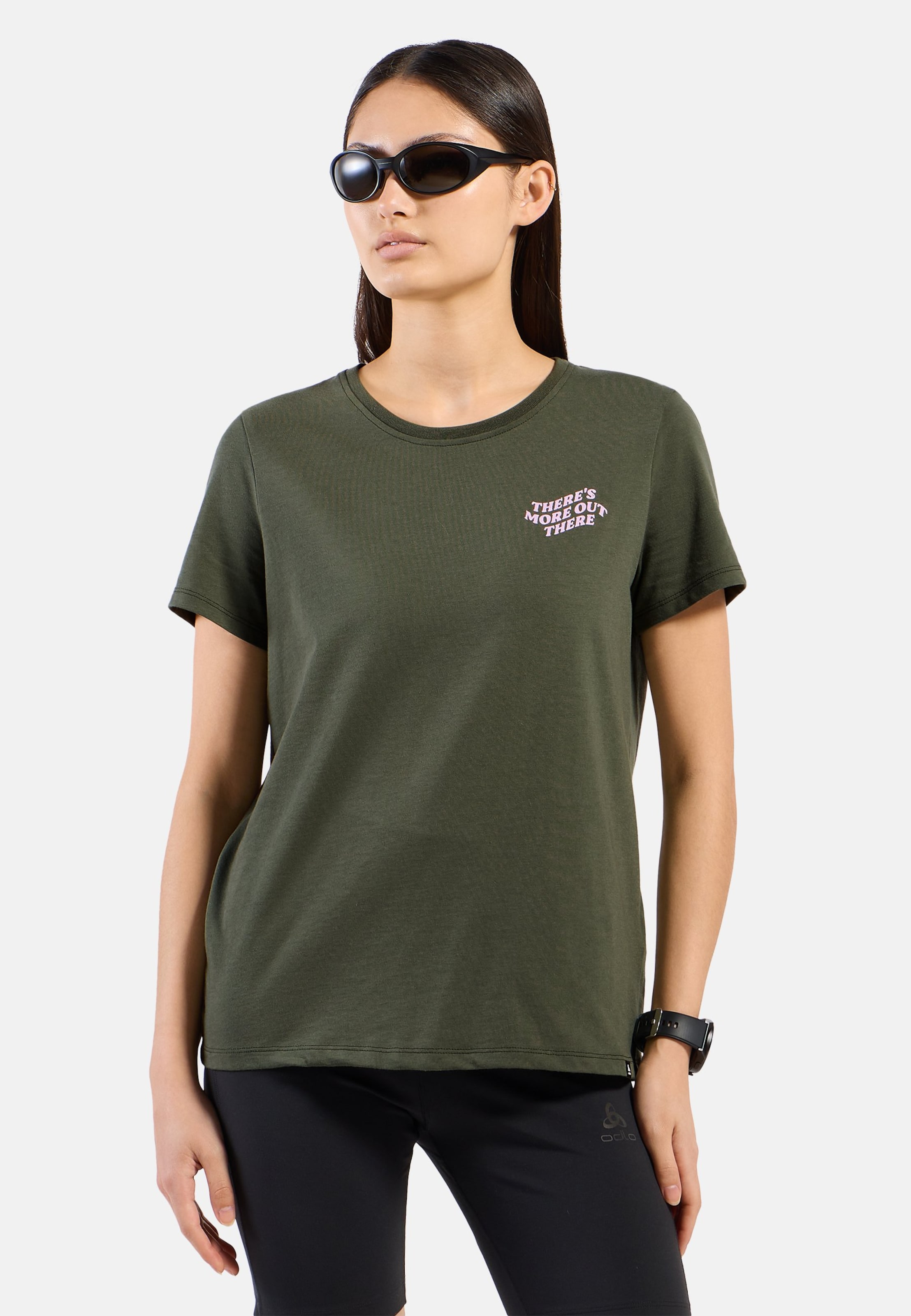 Odlo Cotton Blend There's More Out There T-Shirt für Damen - Wandern, Casual Comfort - grün, L