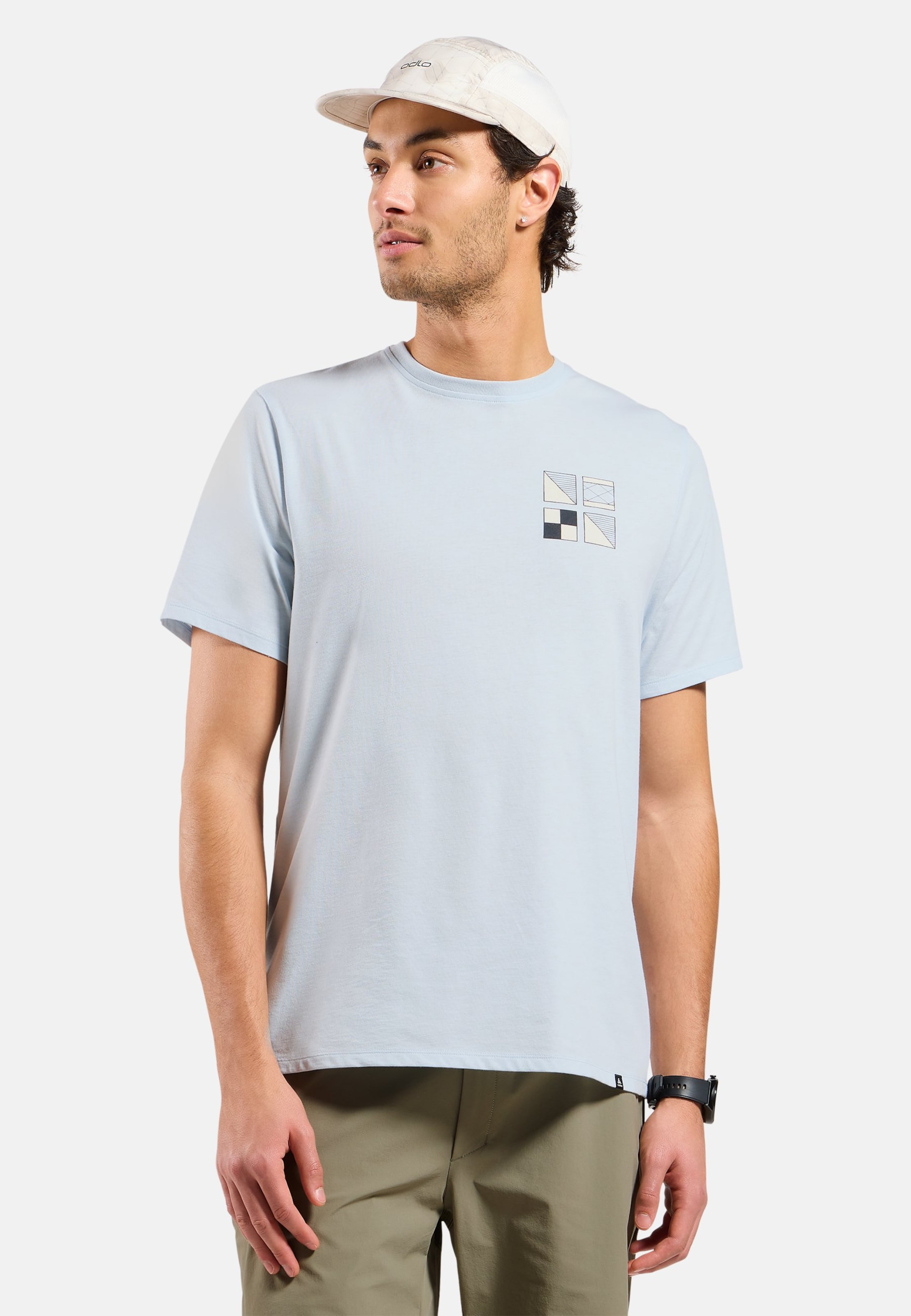 Odlo Ascent Nautical Flags T‑Shirt aus Baumwollmix für Herren, L, blau