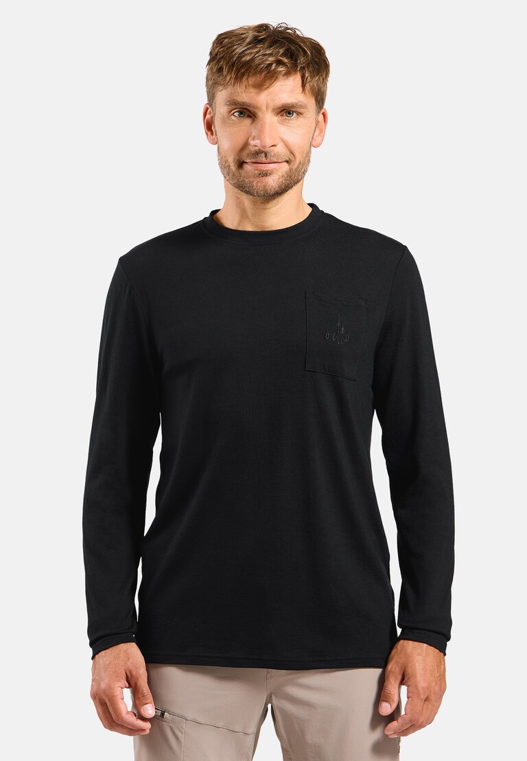 T-shirt a maniche lunghe con taschino Ascent merino 200
