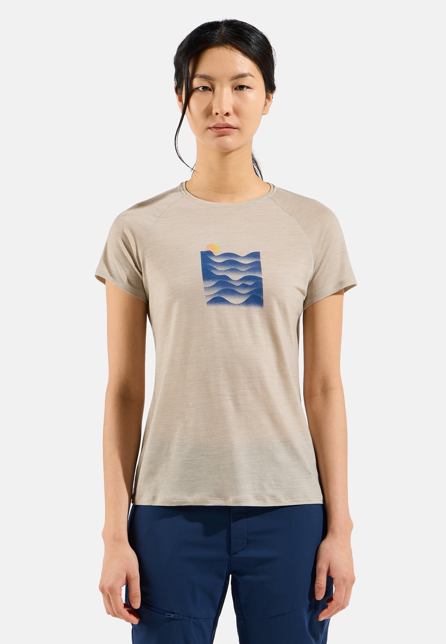 Ascent Performance Wool 130 T-Shirt mit Sonnenuntergangsmotiv