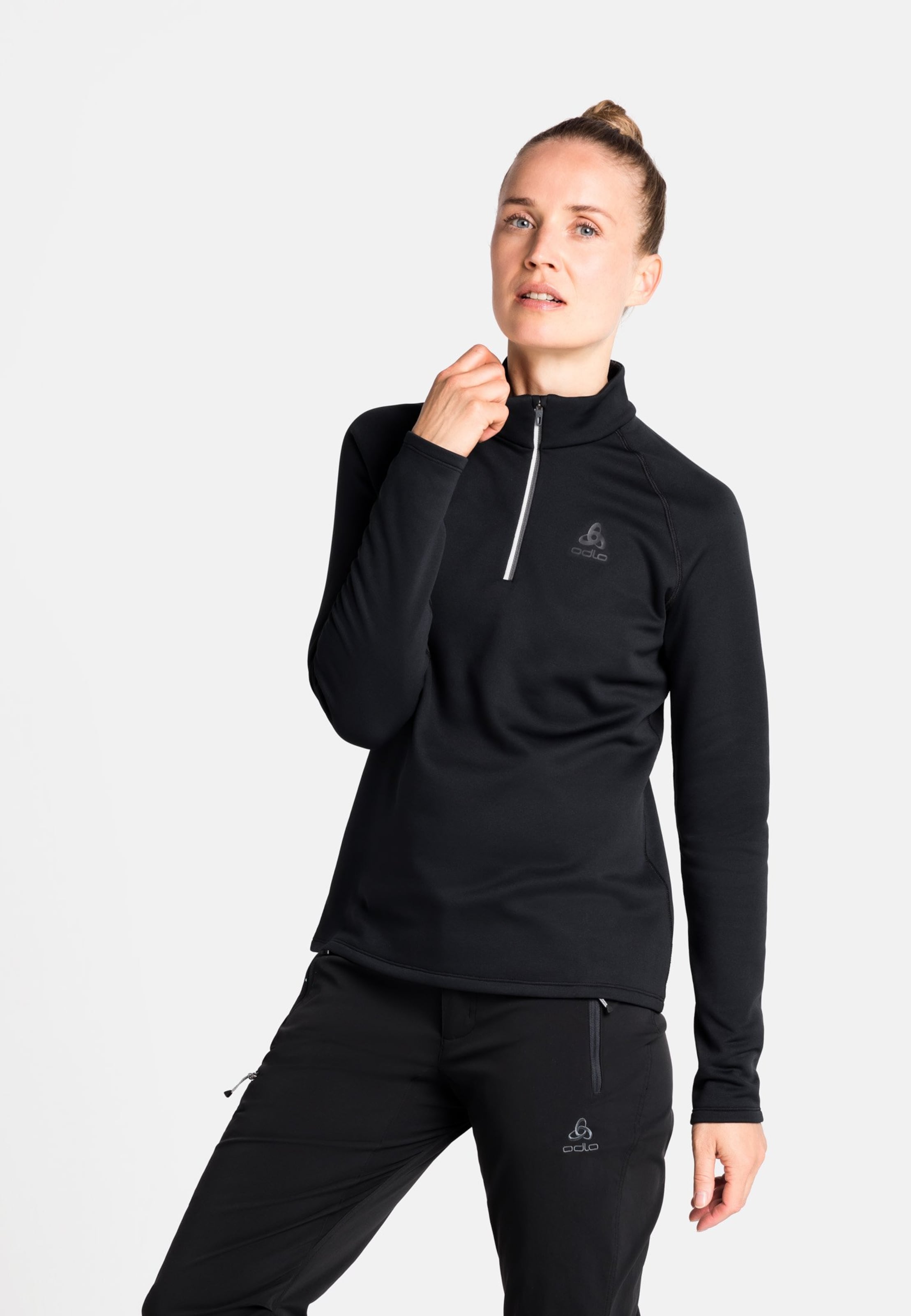 Odlo Besso Mid Layer mit Halbreissverschluss für Damen, L, schwarz