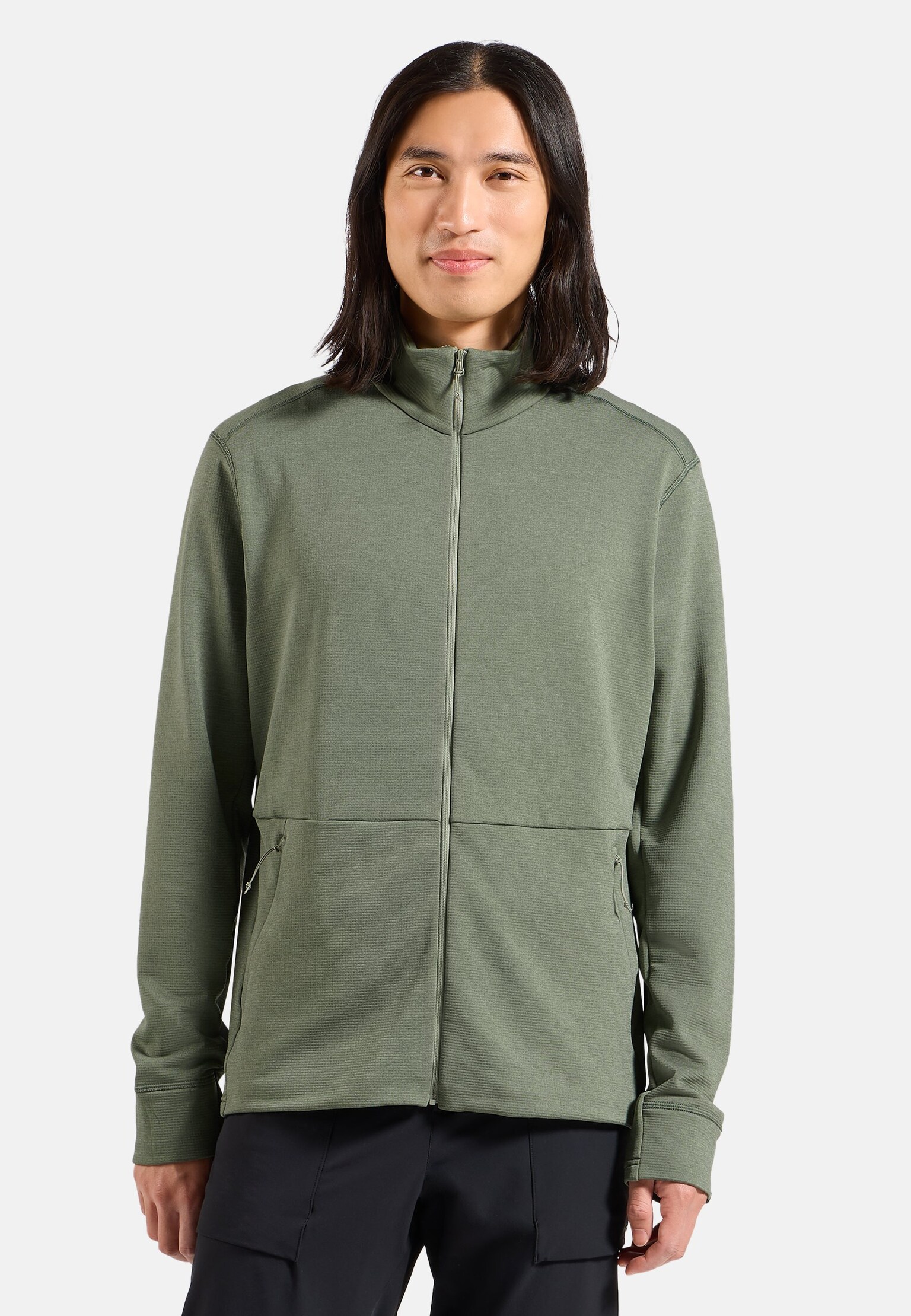 Mid layer multisport Essentials in pile con lavorazione a reticolo a zip intera