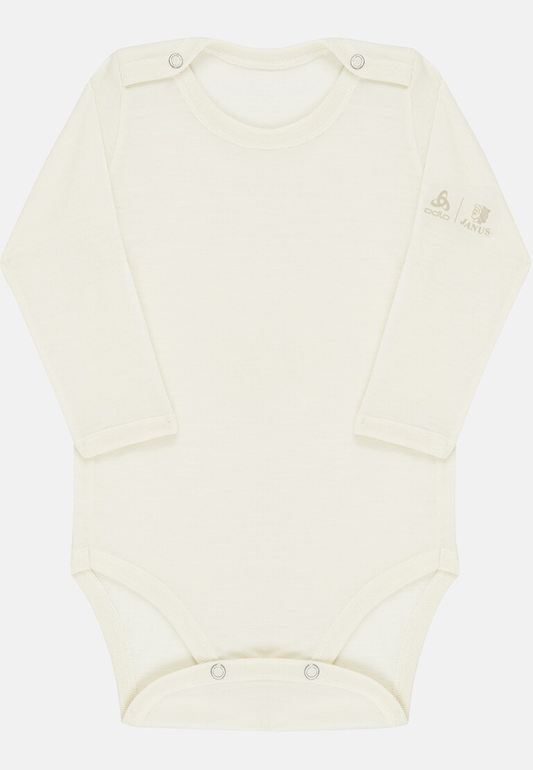 The Espeland merino 160 long sleeve baby bodysuit with snaps