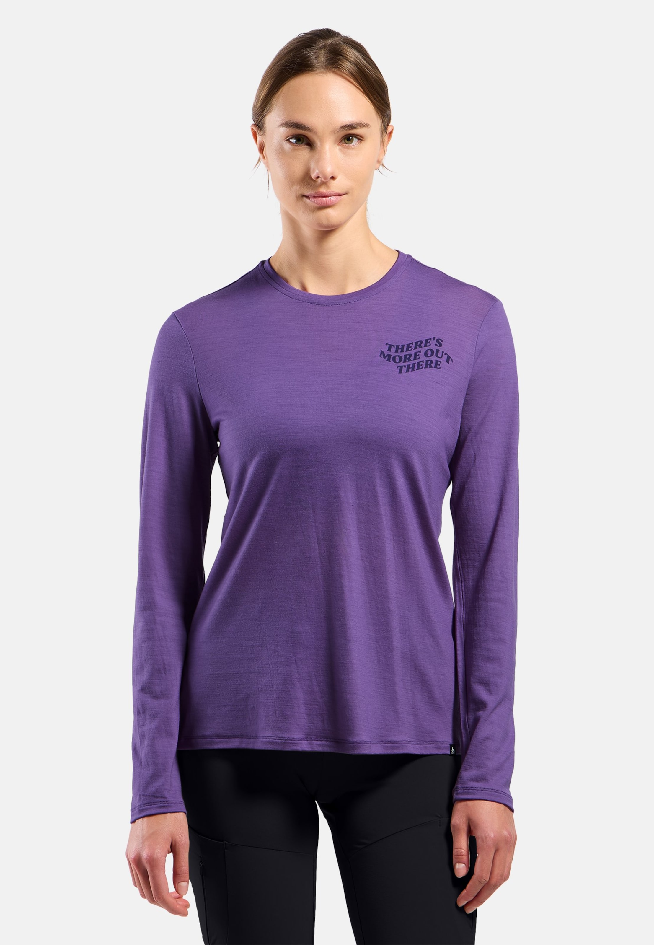 Odlo Ascent Merino 160 Langarmshirt mit TMOT-Print für Damen, M, lila