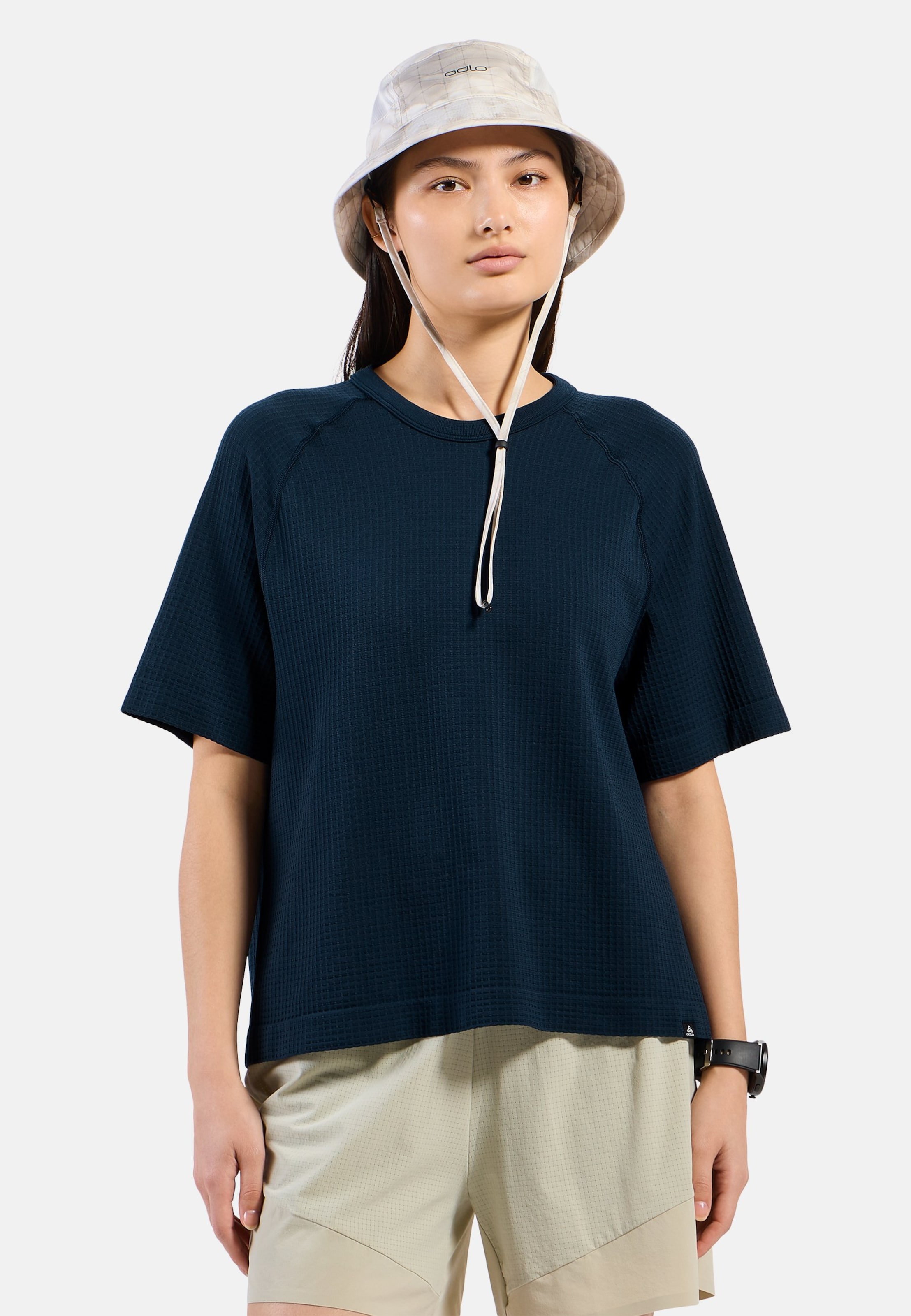 Odlo Cubic Merino T-Shirt für Damen - Wandern, Casual Comfort - marineblau, L