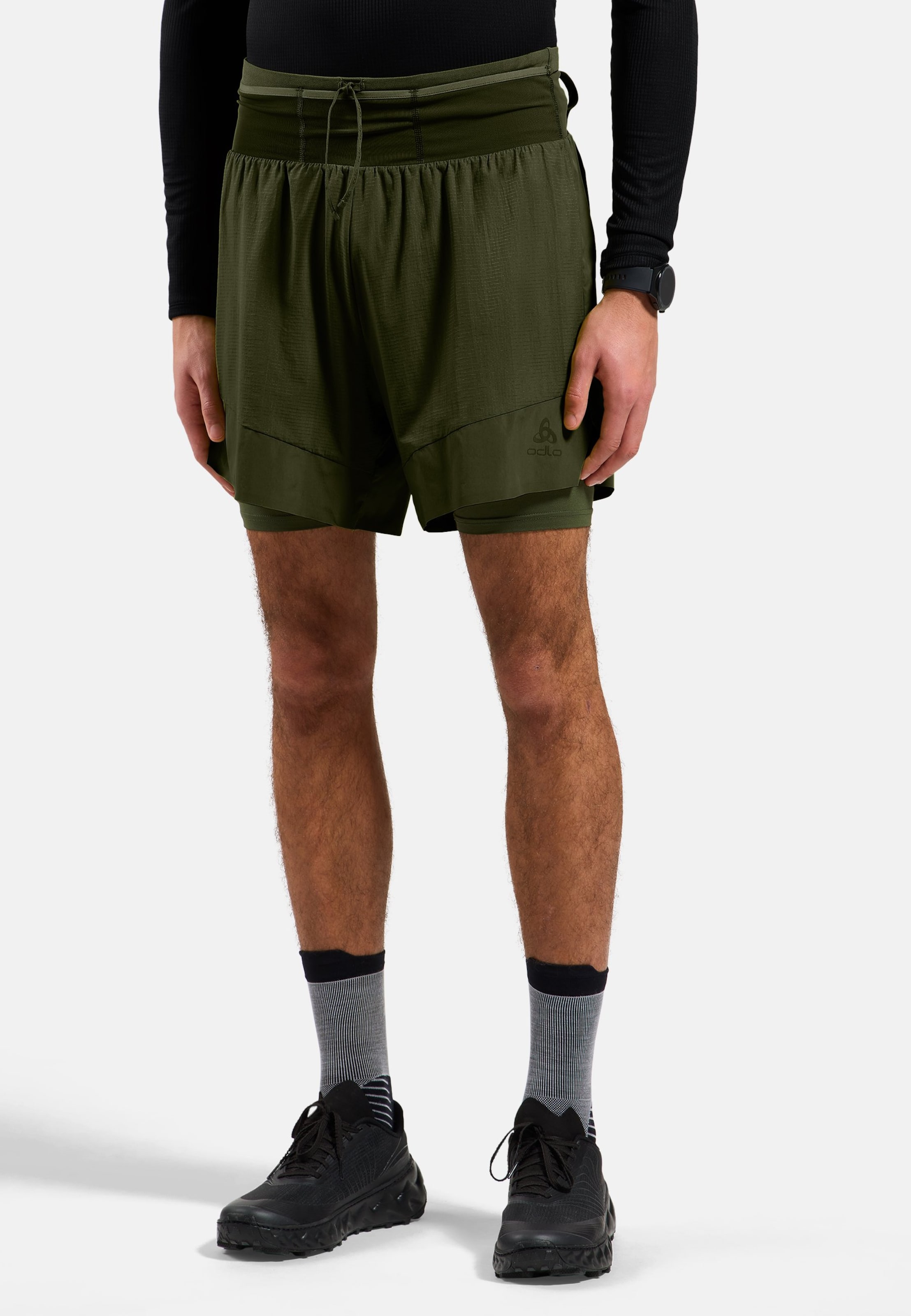 Odlo X-Alp Trail 6 Inch 2-In-1 Laufshorts für Herren - Trail Running, Wandern - grau, L