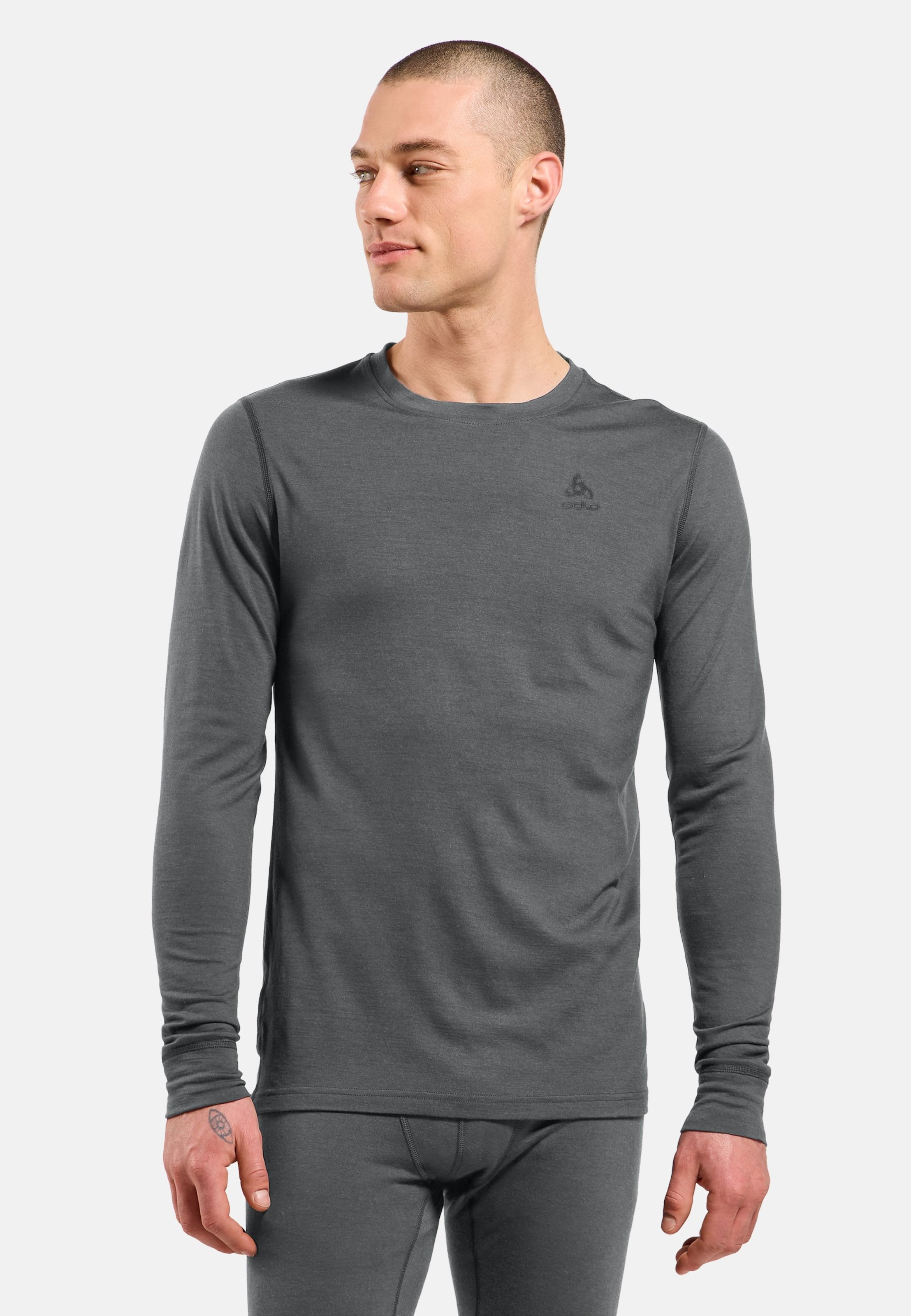 Odlo Natural Merino 200 Base Layer Langarmshirt für Herren, S, grau